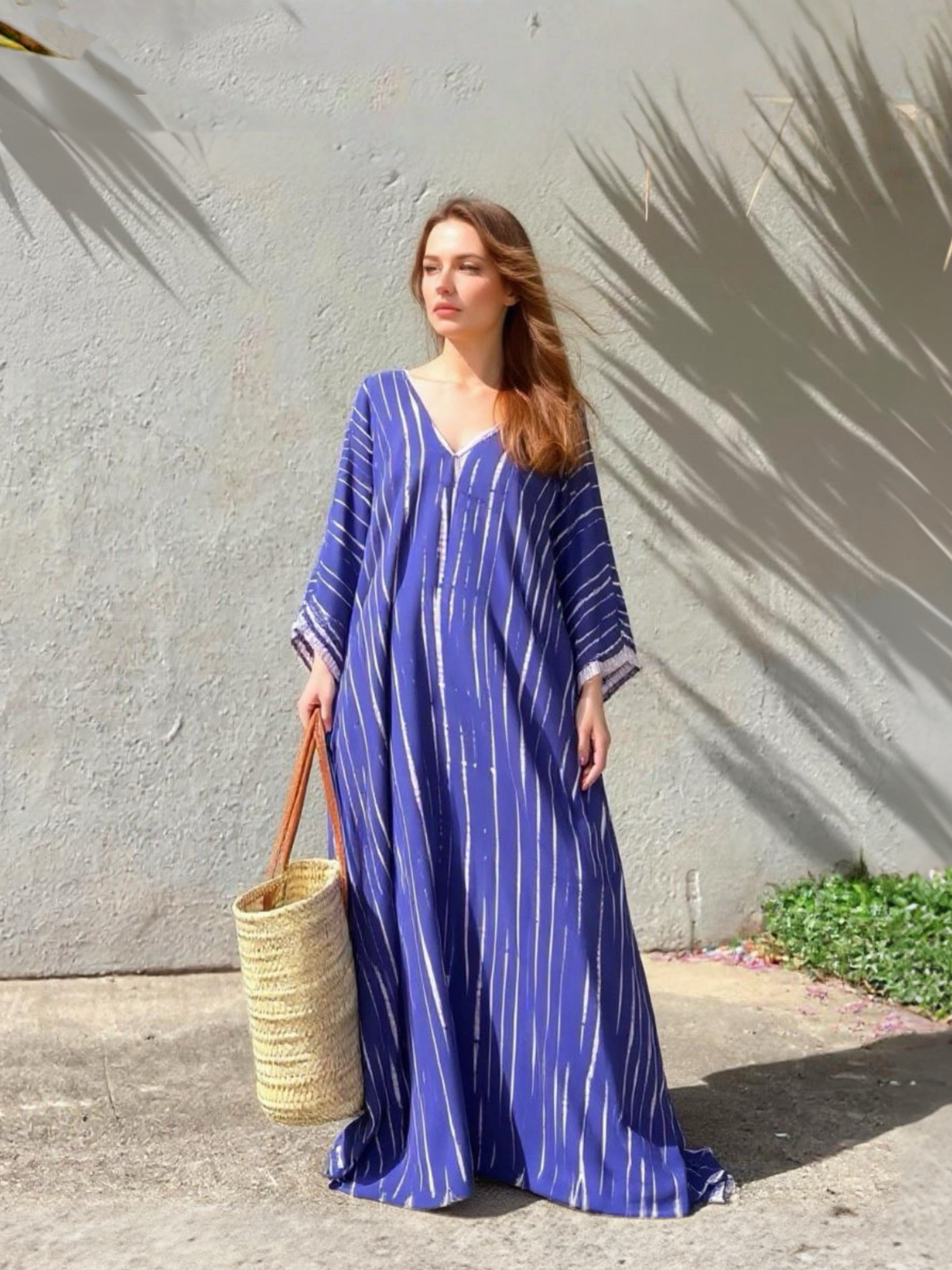 Maya Maxi Kaftan - Purple Blue