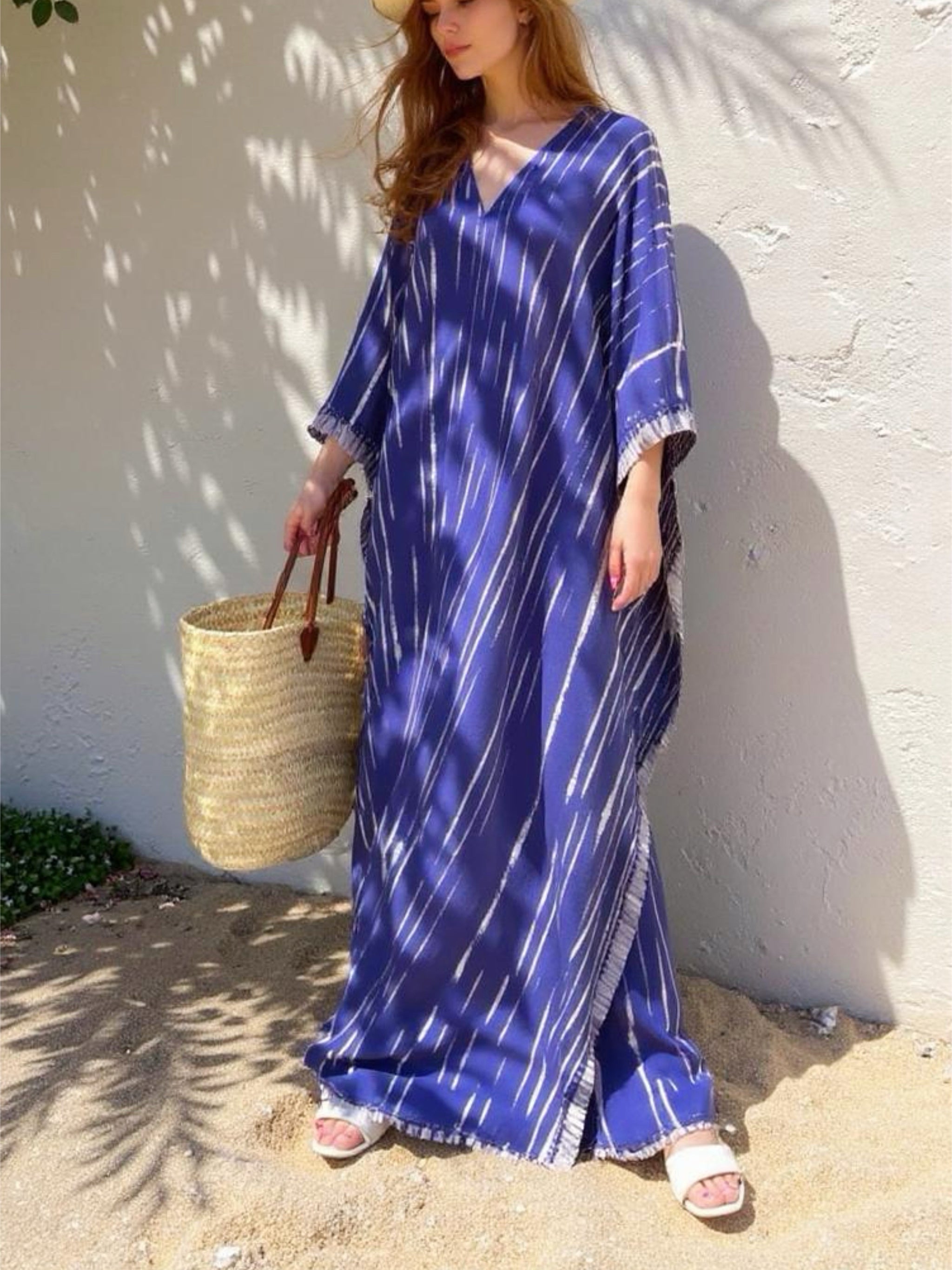 Maya Maxi Kaftan - Purple Blue