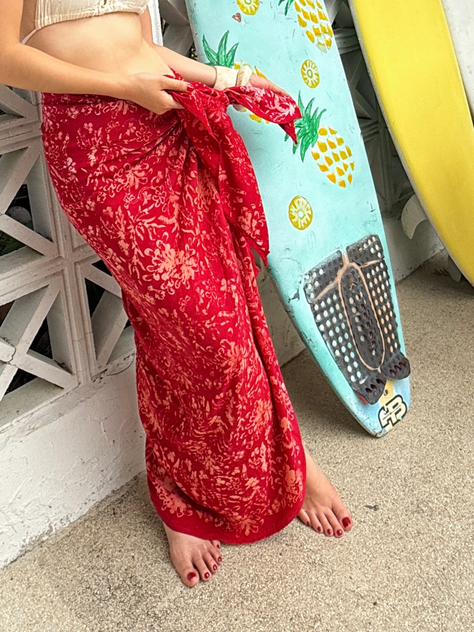 Tropical Cotton Batik Sarong - Ruby