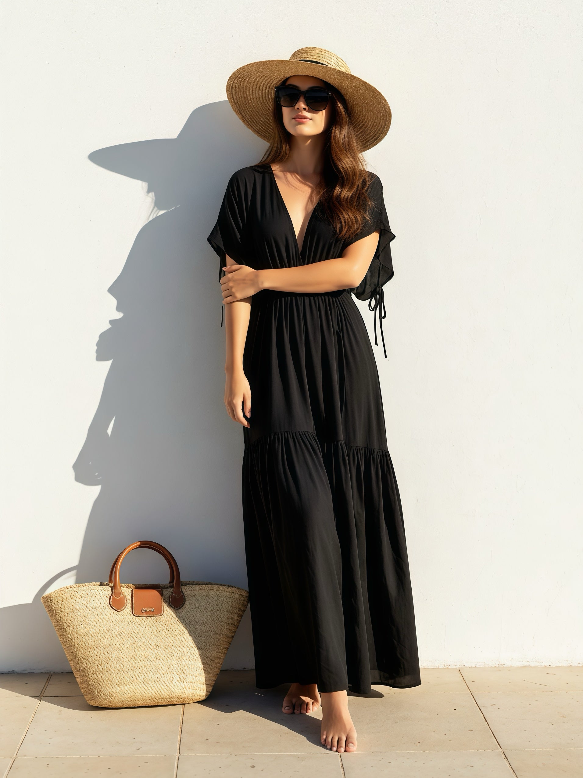 Athena Goddess Kaftan Dress - Black