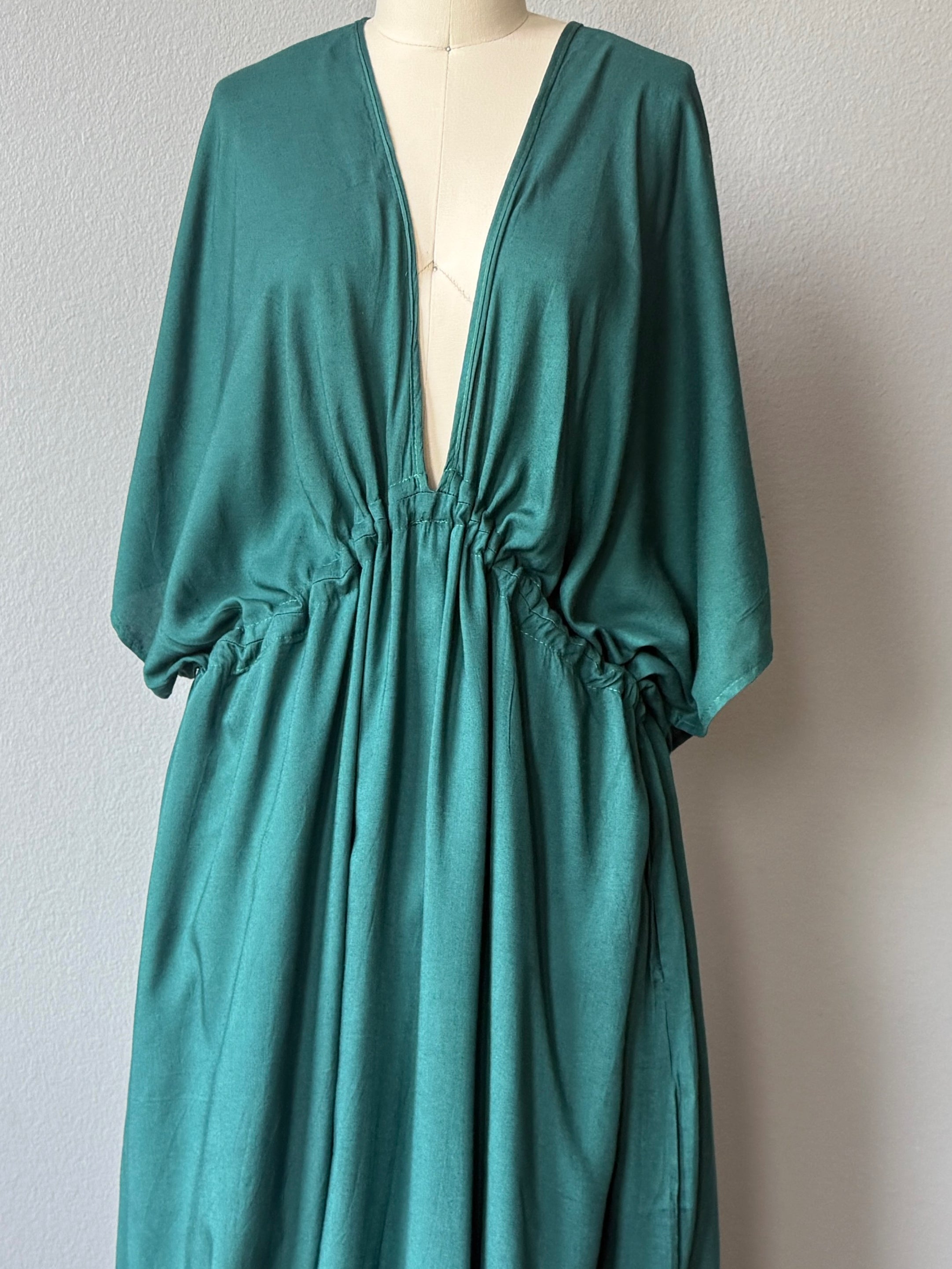 Dark Green Goddess Kaftan Maxi Dress