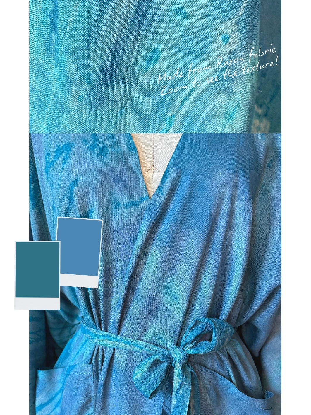 Teal Seashell Tie Dye Kimono Robe