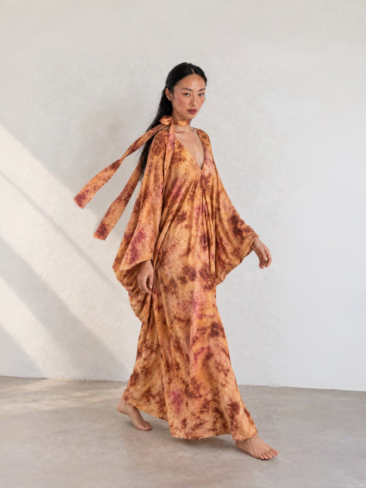 Vestido caftán Bella de manga larga - Óxido