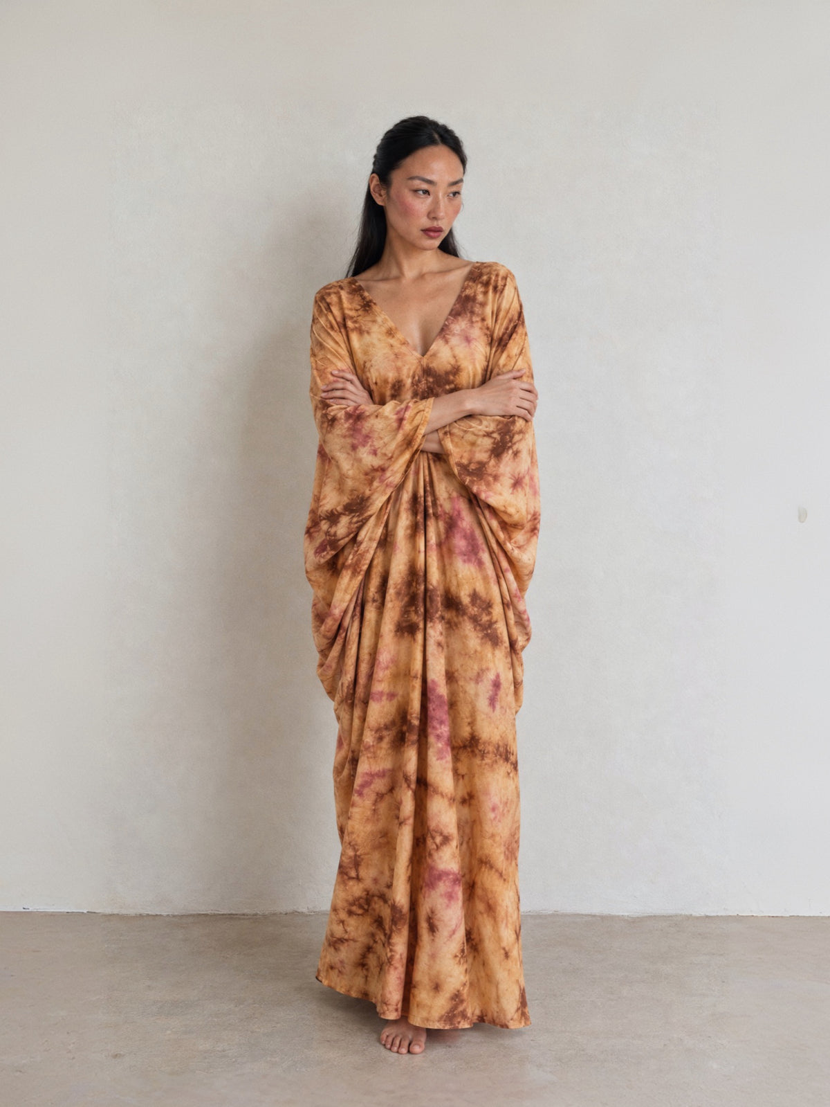 Vestido caftán Bella de manga larga - Óxido