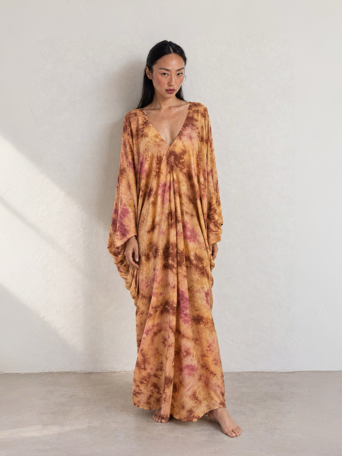 Vestido caftán Bella de manga larga - Óxido