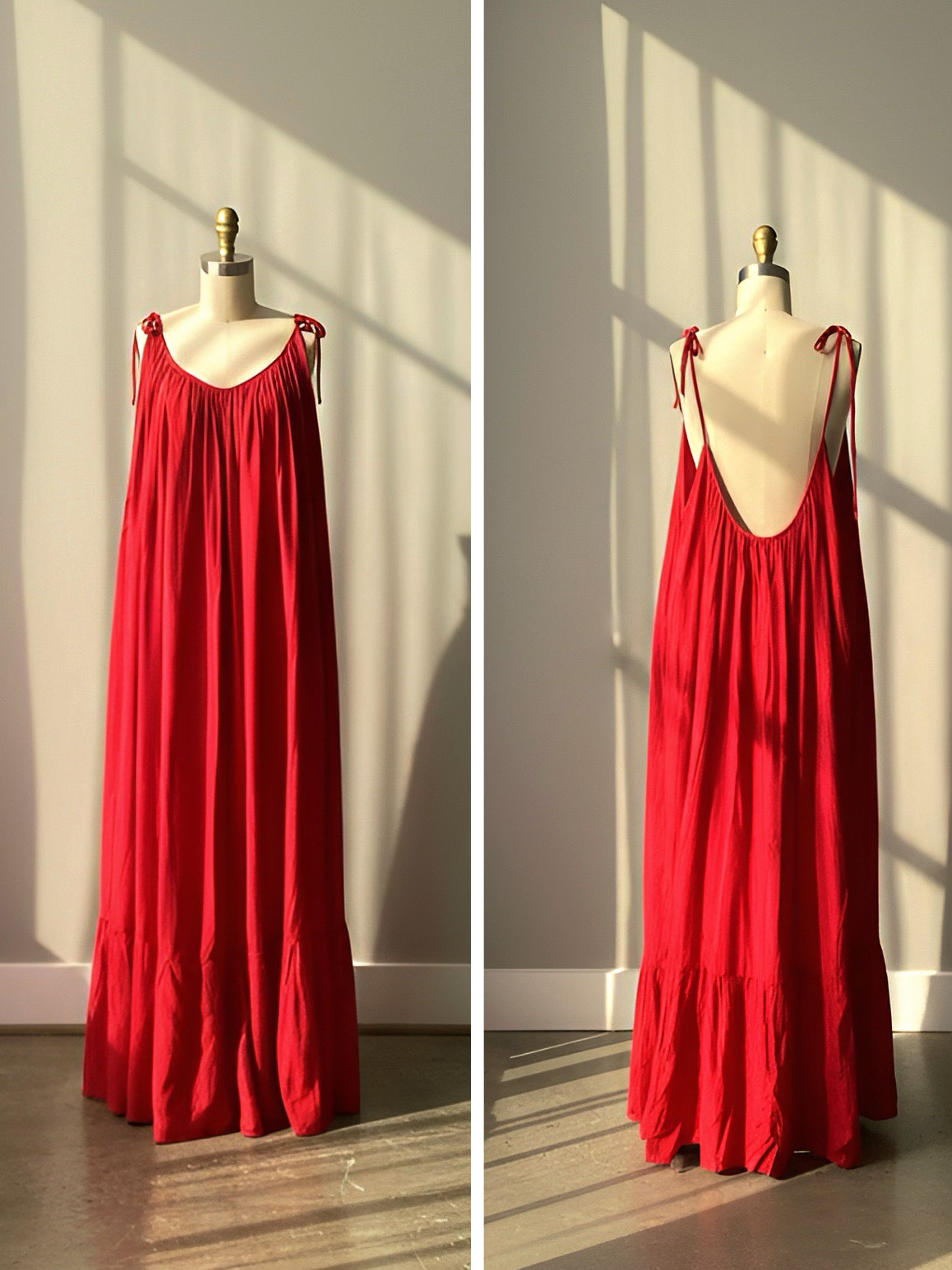 Mali Open Back Maxi Dress in Red Lust