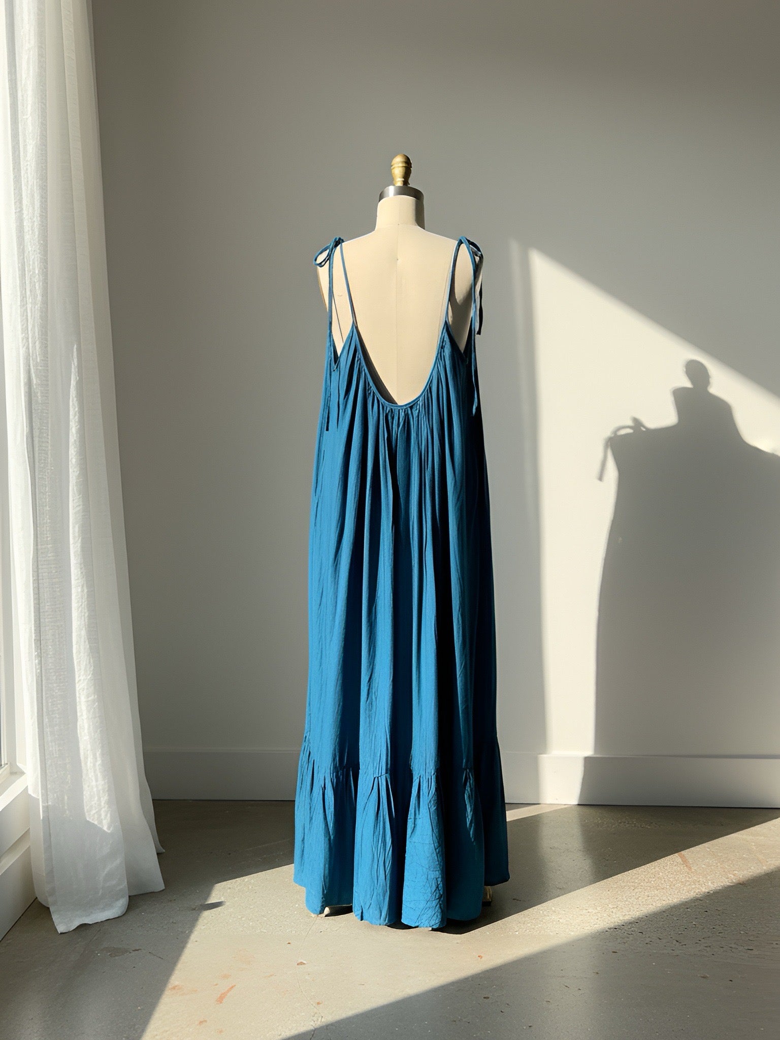 Robe longue dos nu Mali - Turquoise