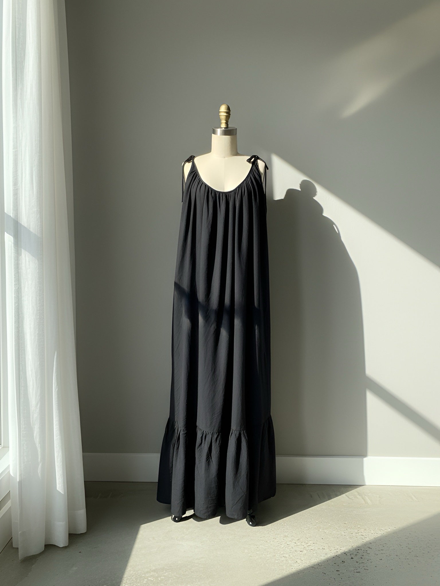 MALI Black Open back Maxi Dress – Hand-Dyed Boho Summer Dress | Tie  Shoulder Dress