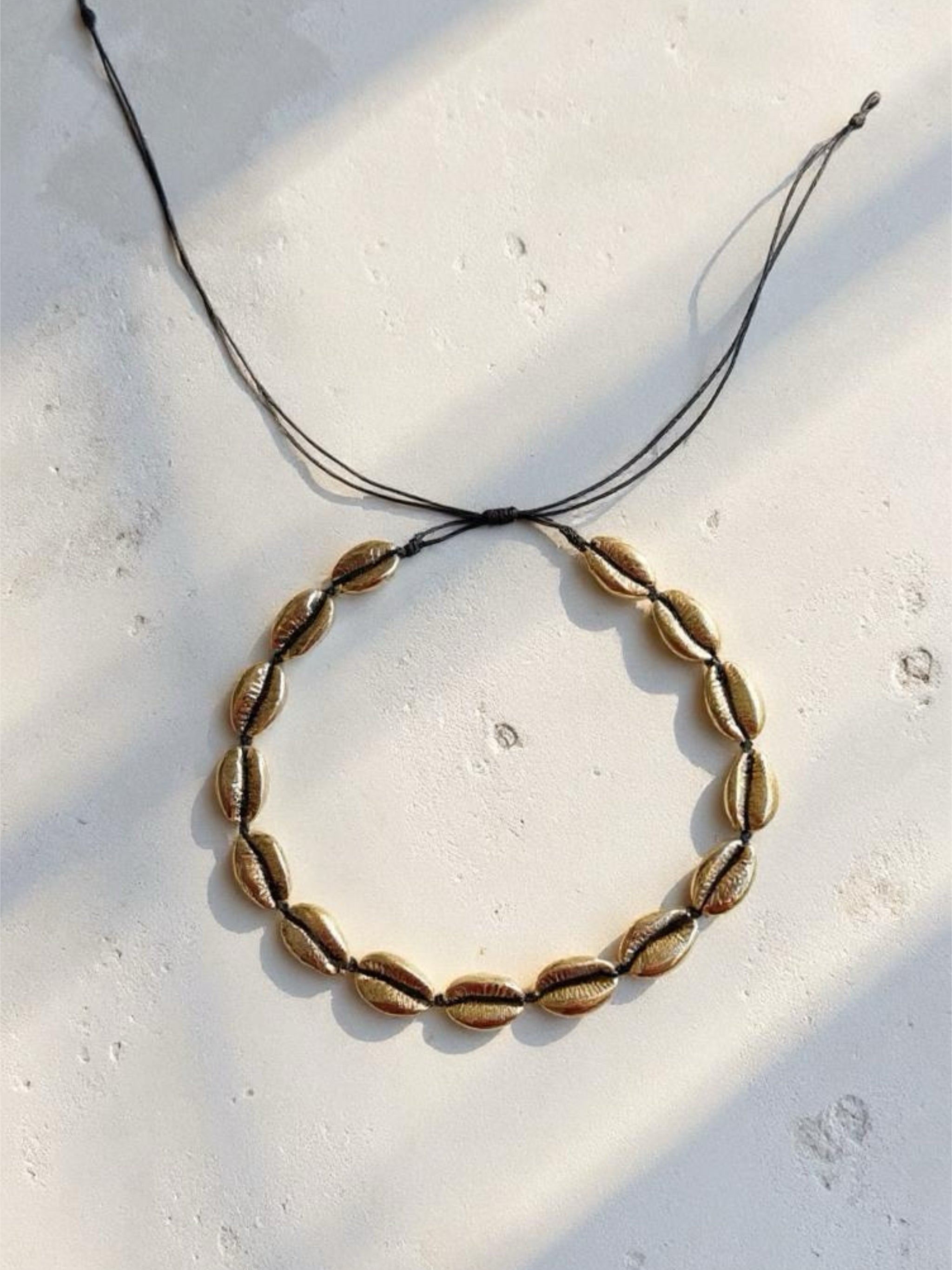 shop Rosie- Gold  Cowrie Seashell Choker Necklace with coco de chom?