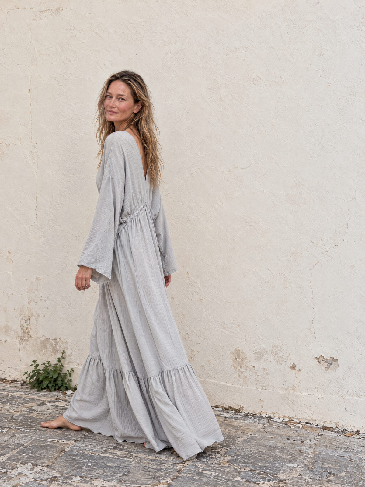 Vestido caftán largo blanco Kori Goddess