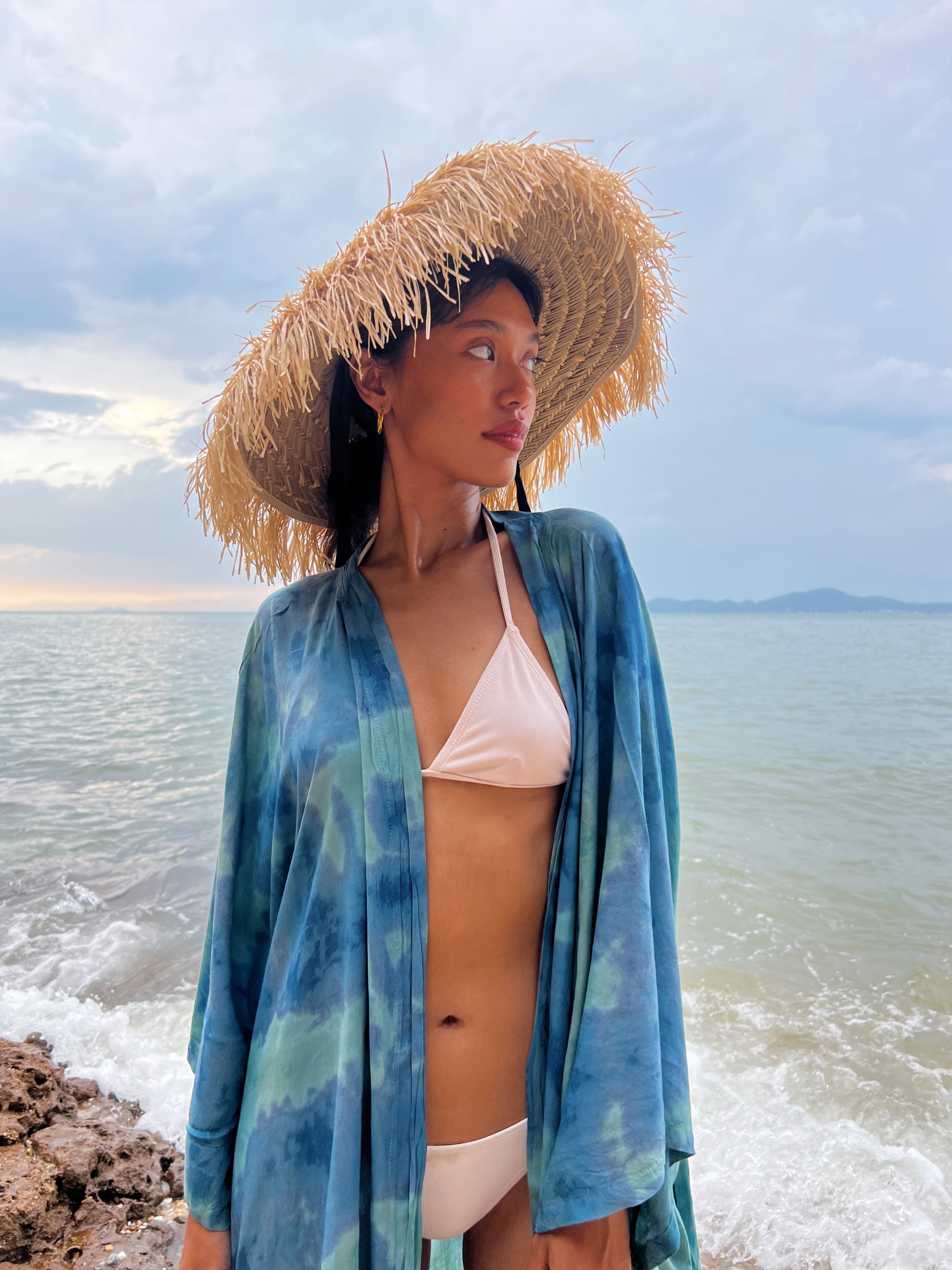 Shop Blue Tie dye kimono robe, boho beach coverup, perfect for vacation or everyday wear, this product is handmade with love by Coco de Chom.