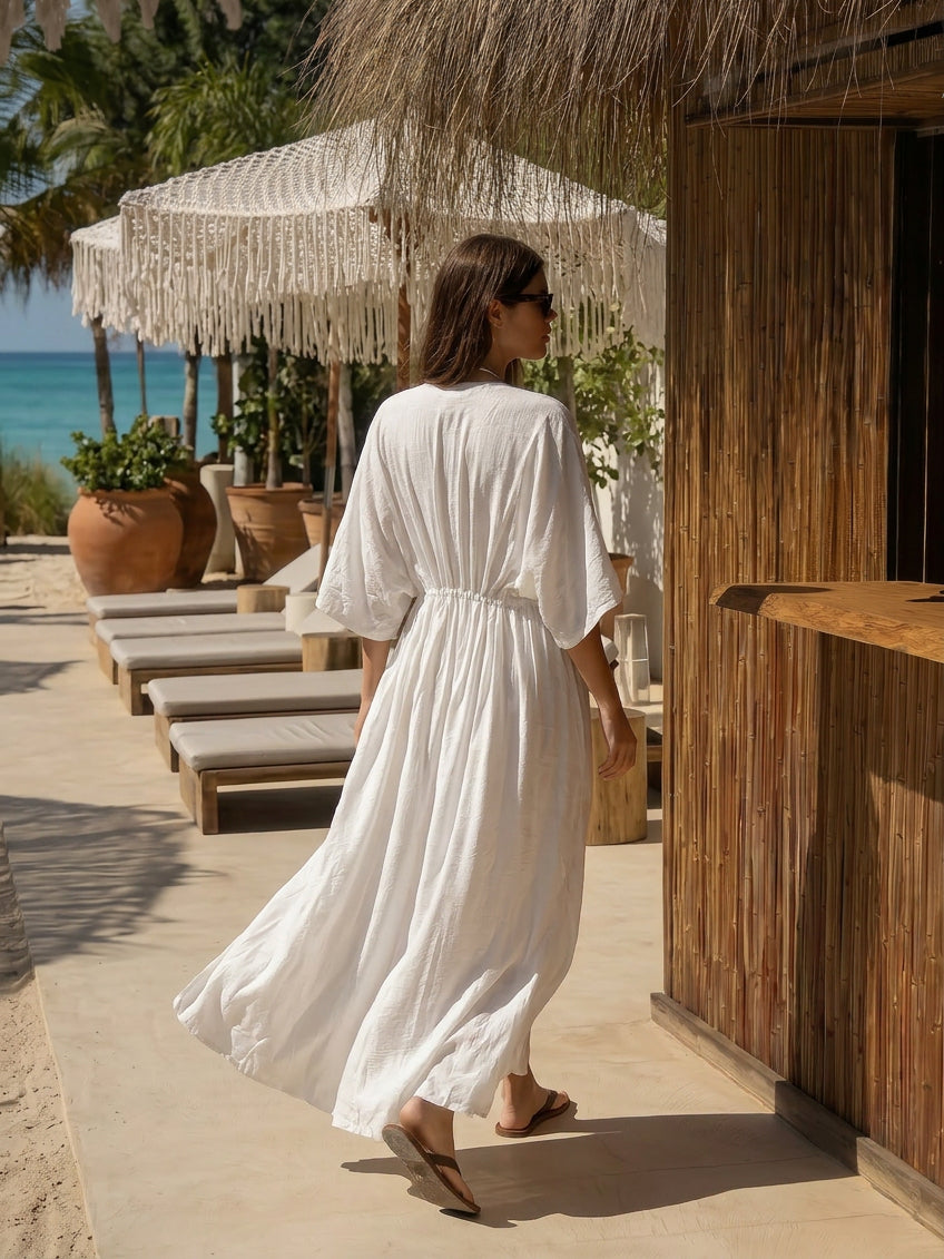 Goddess Kaftan Maxi Dress - White Kaftan Maxi Dress | Coco De Chom