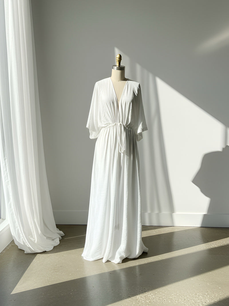 Dress in limitless comfort and elegance with our Goddess Kaftan Maxi Dress. With a flowy skirt and a V neck, this modal maxi dress is the perfect vacation wear.