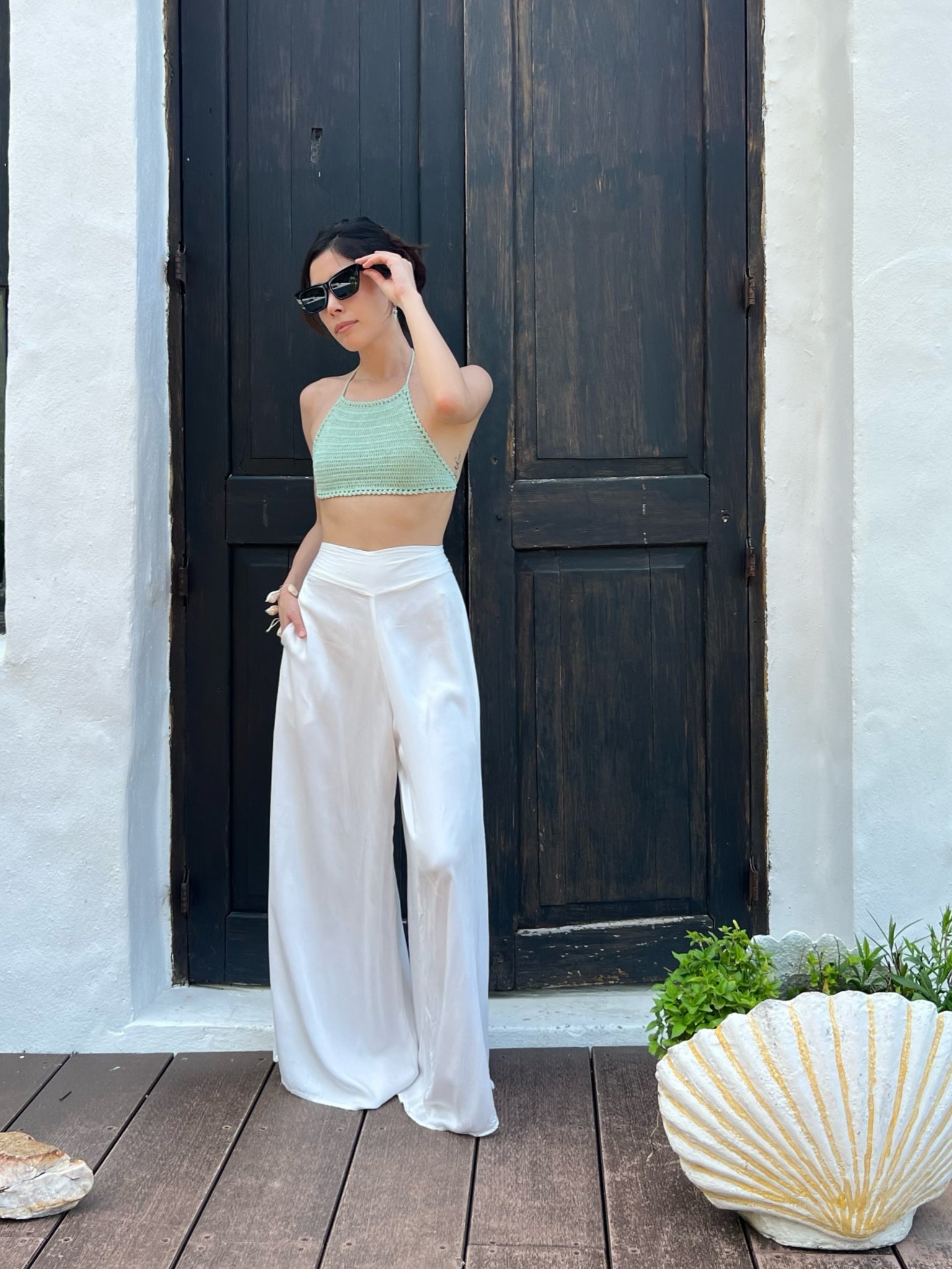 White Summer Wide-leg Pants