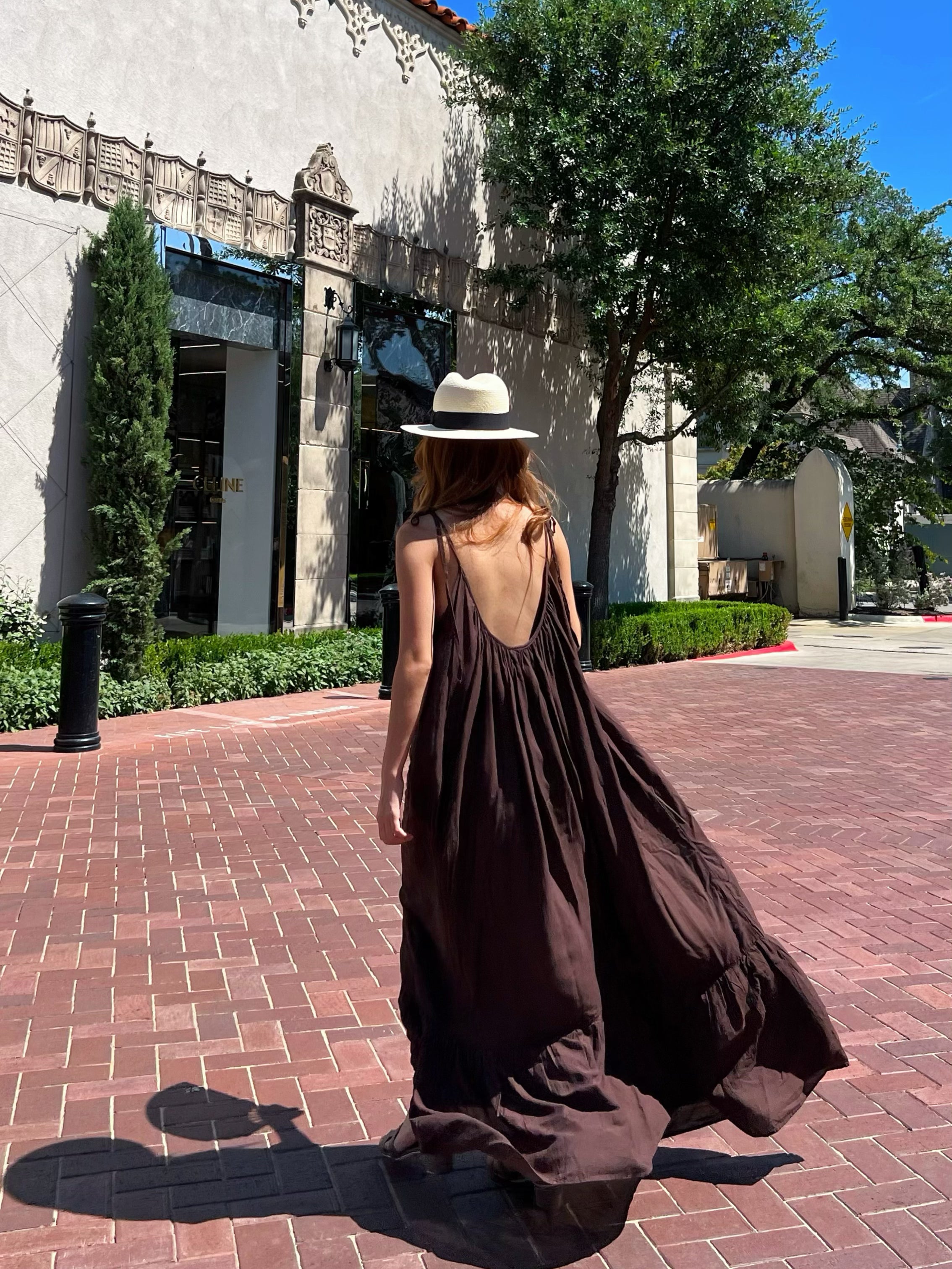 Mali Backless Maxi Dress - Brown