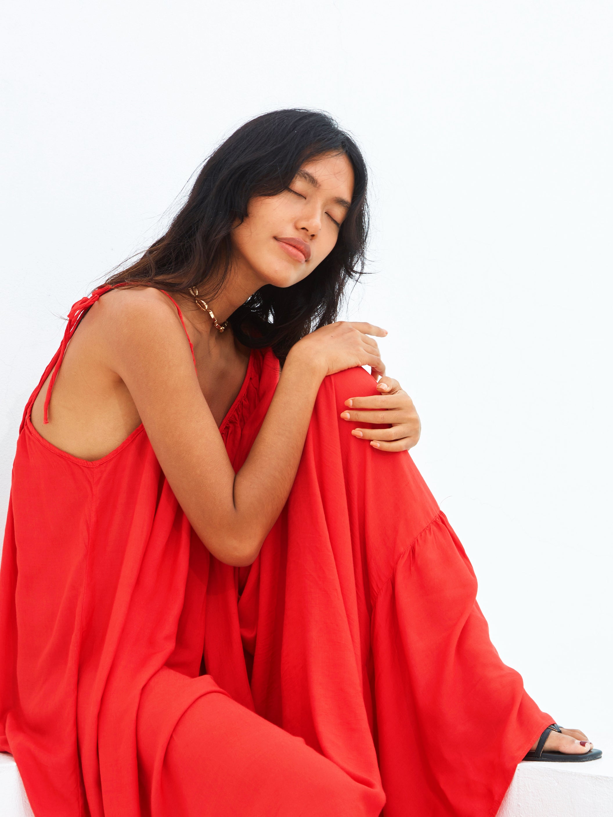 Mali Backless Maxi Dress - Red Lust