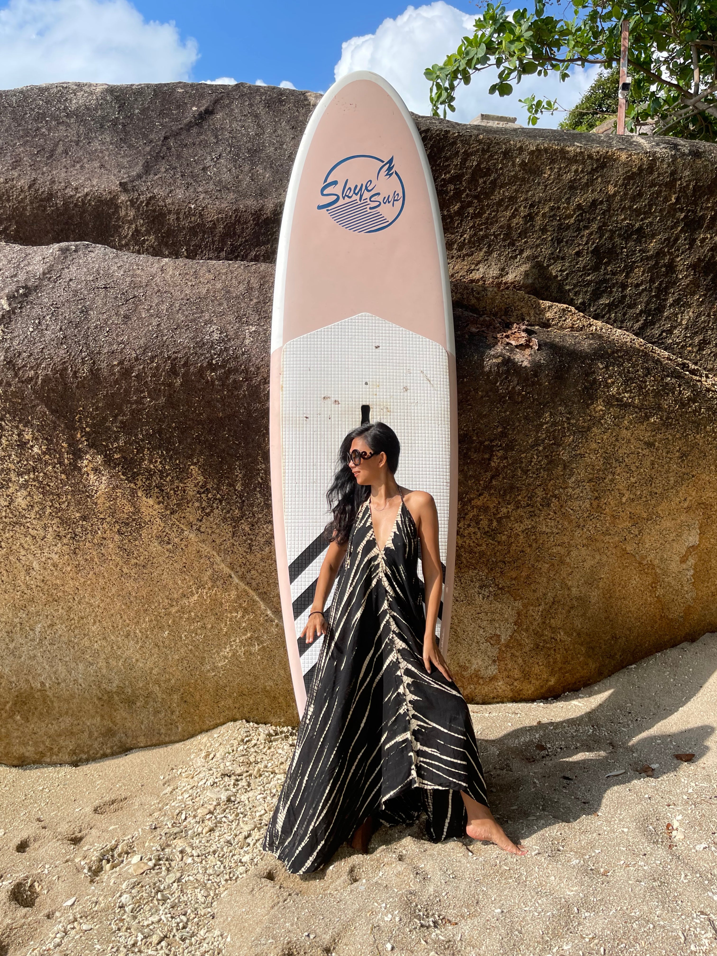 Flamingo Tie Dye Maxi Dress - Black