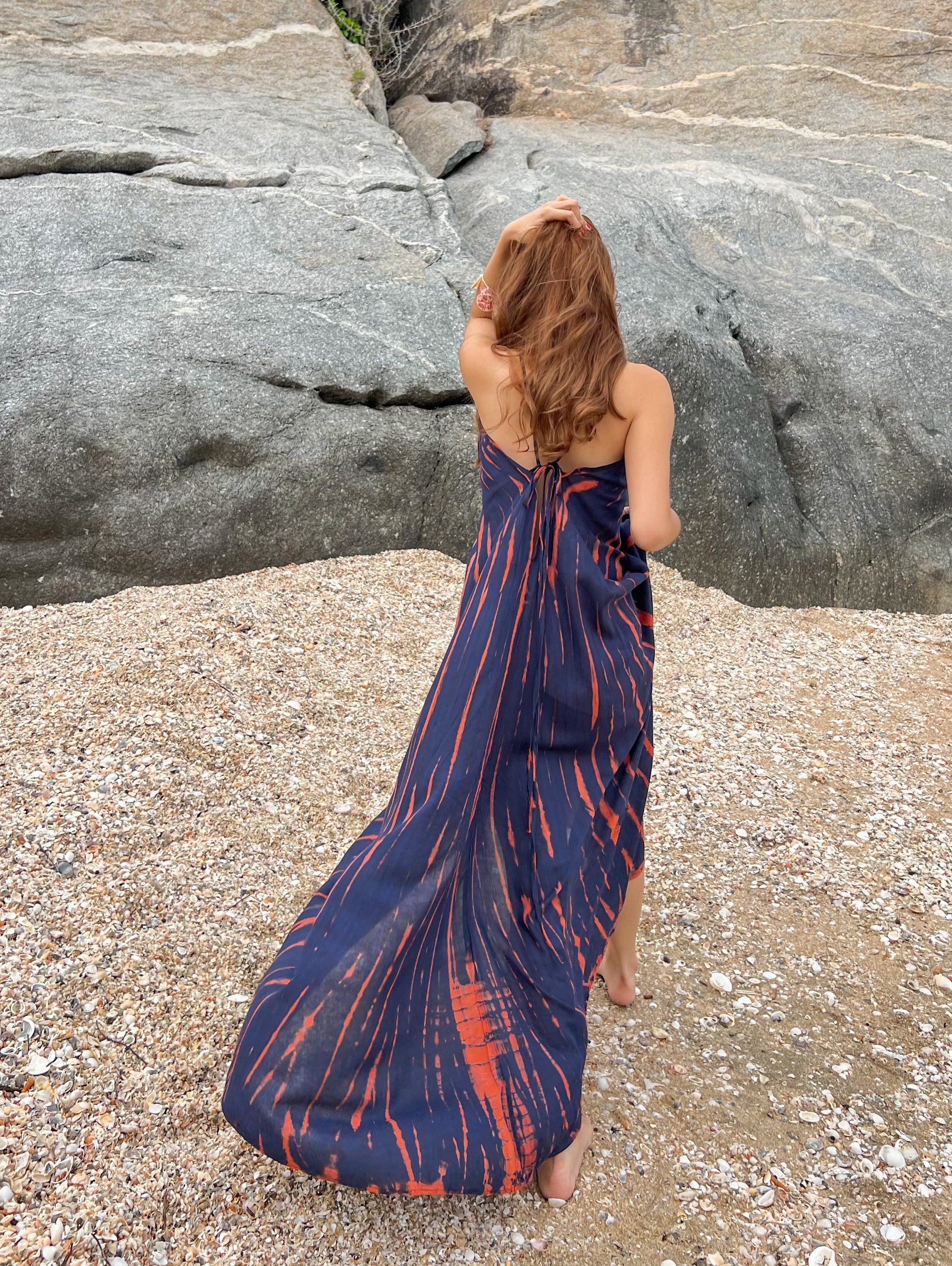 Navy fashion boho maxi dress