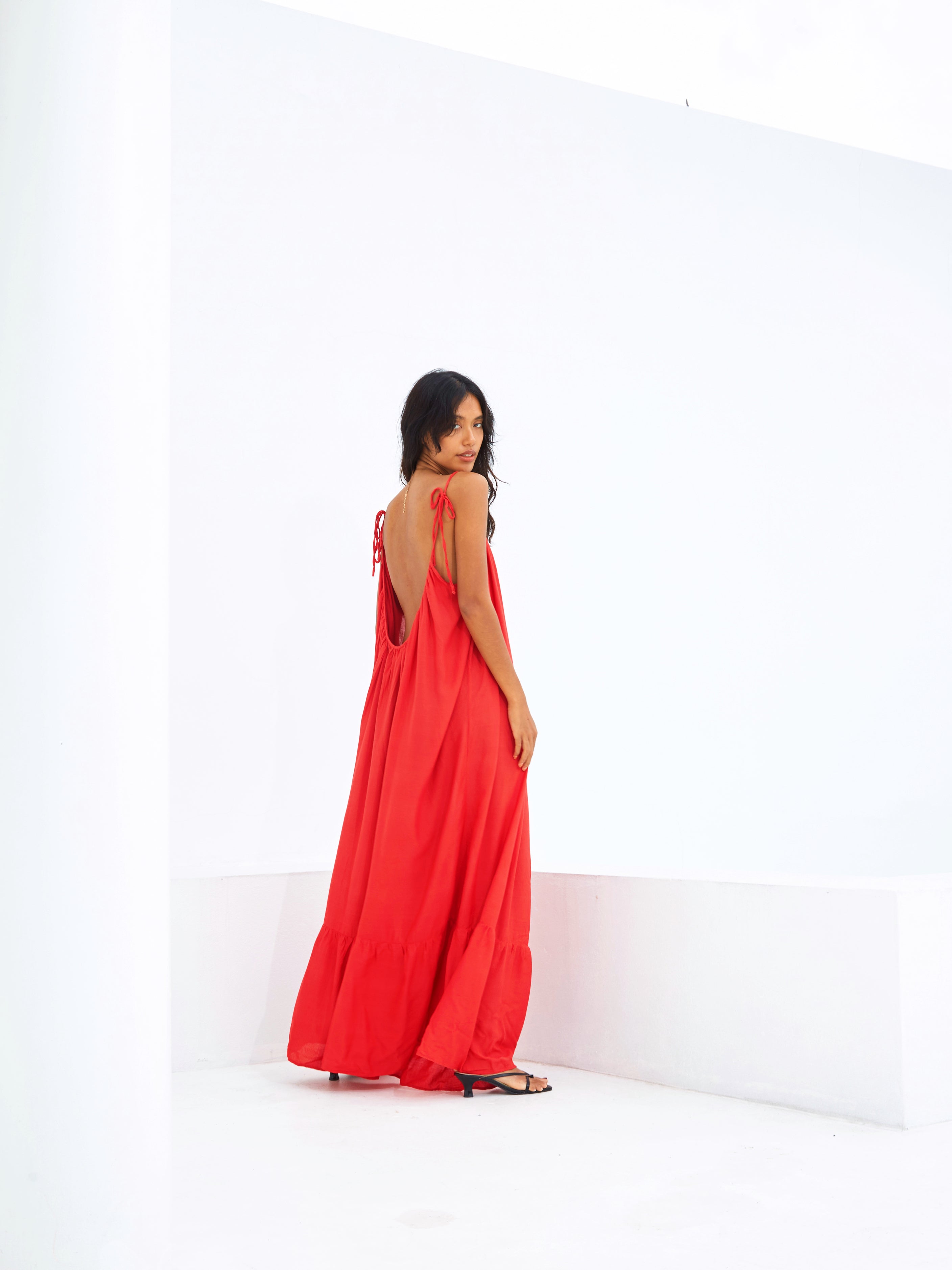 Mali Backless Maxi Dress - Red Lust