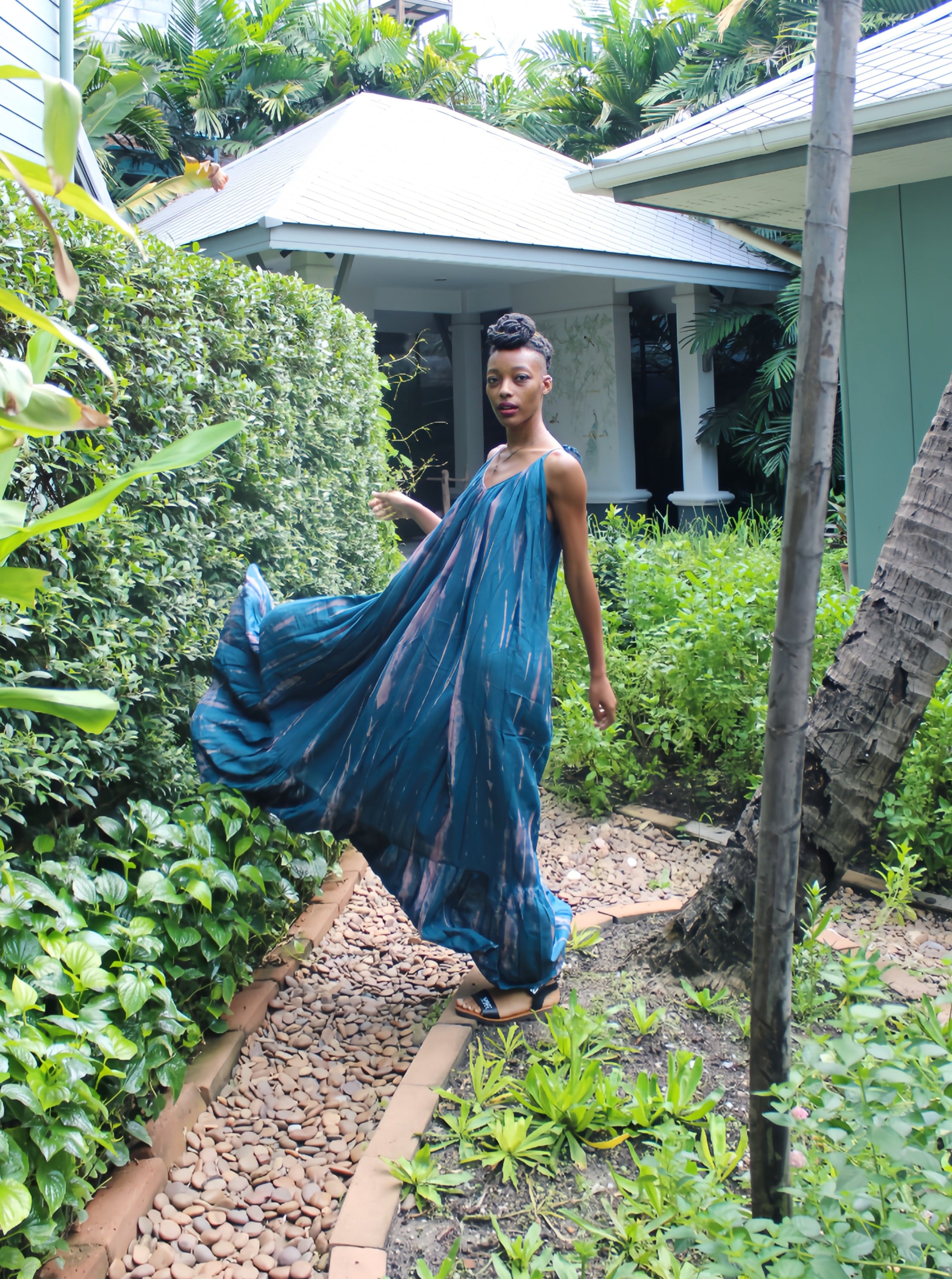 Shop Teal Tie dye Backless Maxi Dress - Opened maxi Dress in Teal at Coco De Chom for next vacation now
