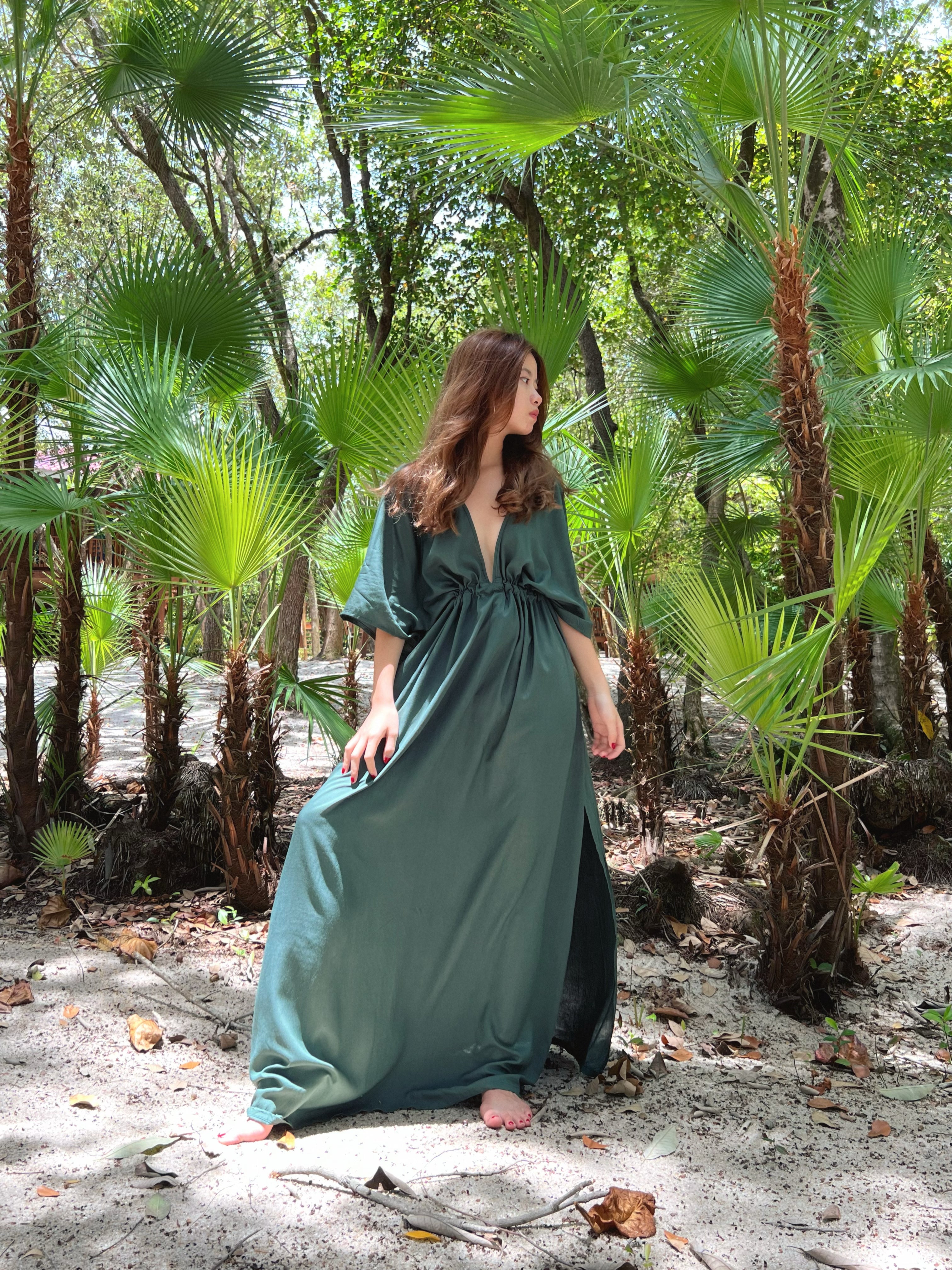 Dark green deals maxi dress