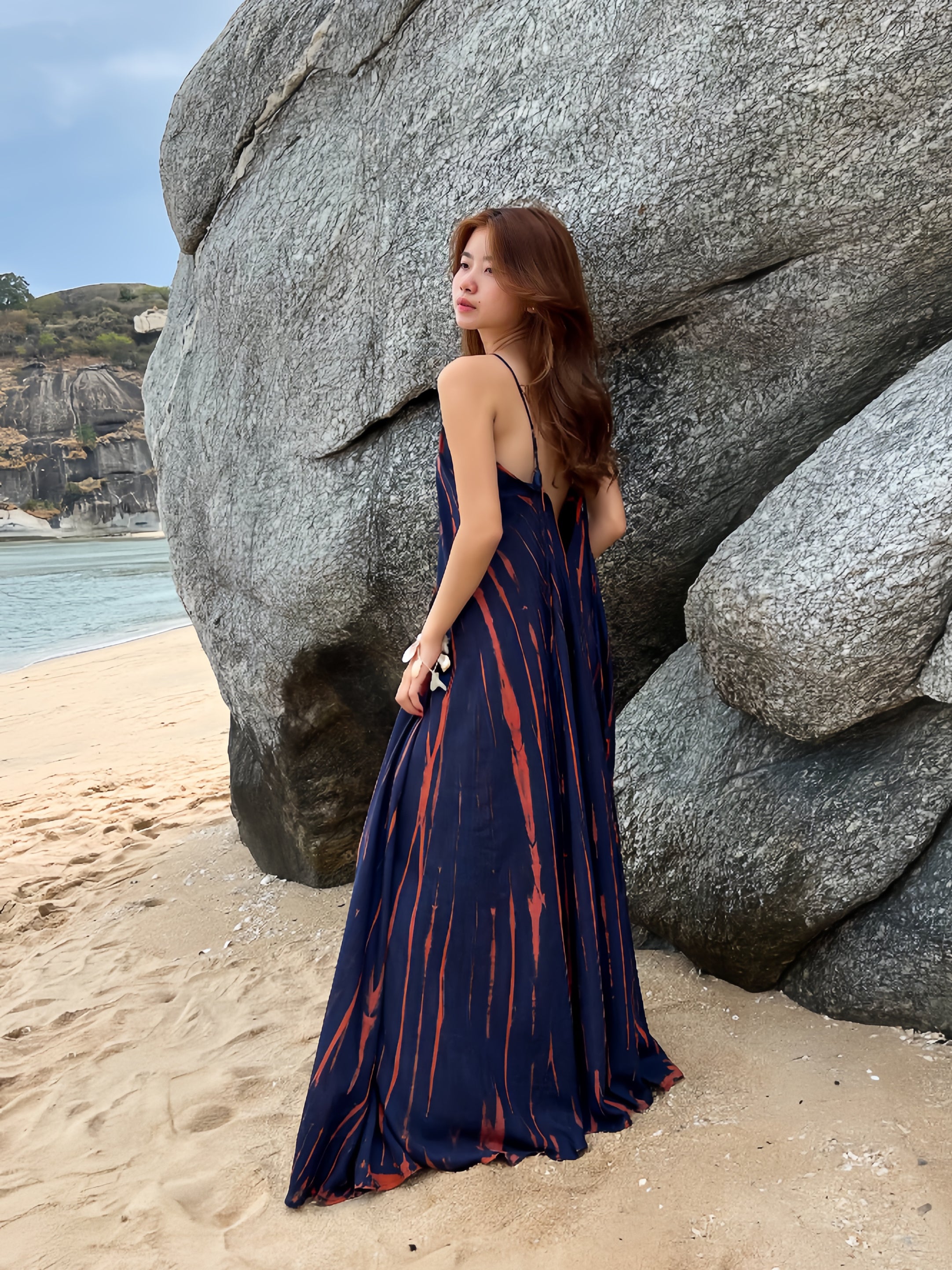 NOMAD Navy Tie-Dye Maxi Dress