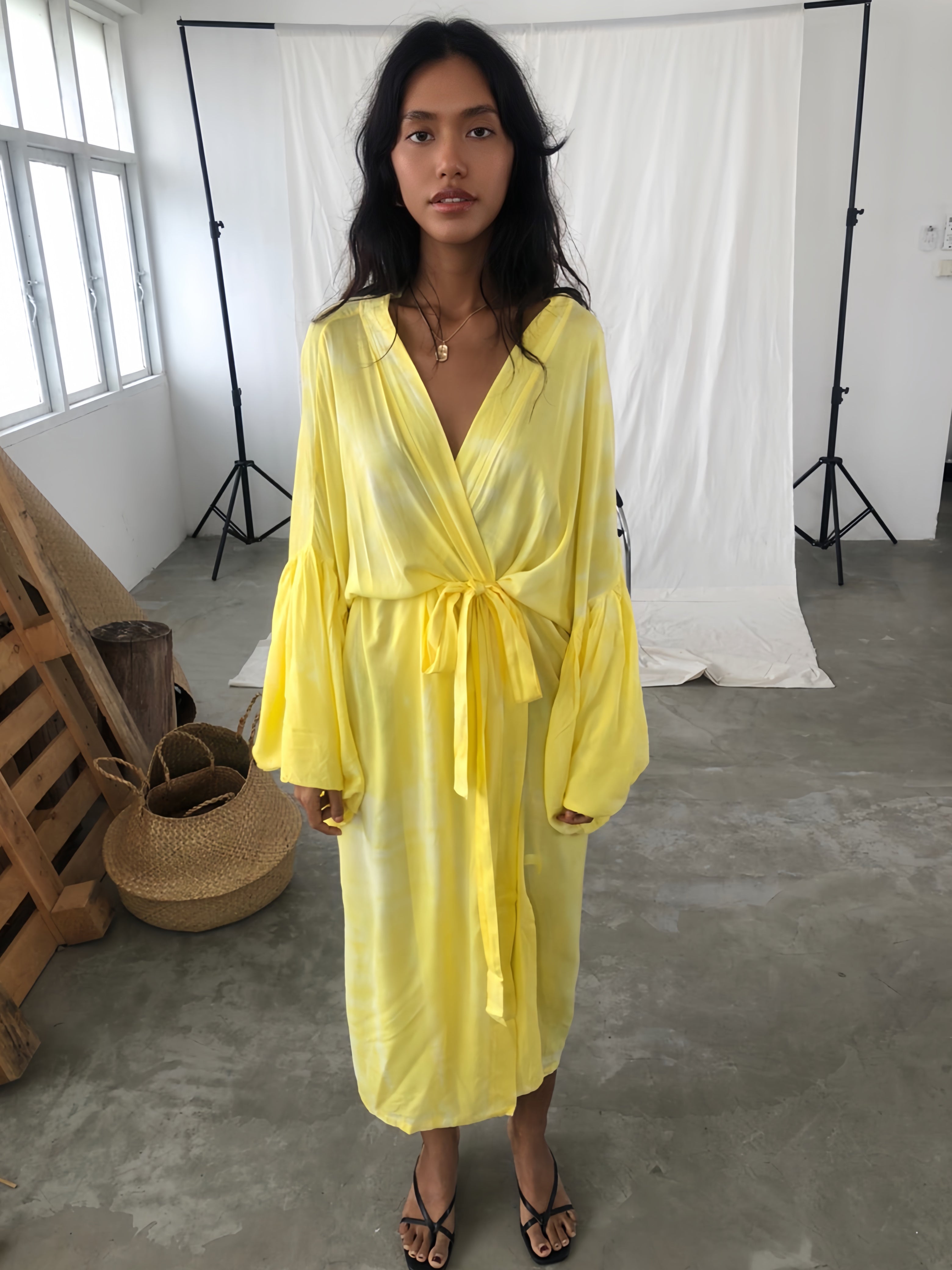 Miko Kimono Robe & Wrap - Yellow