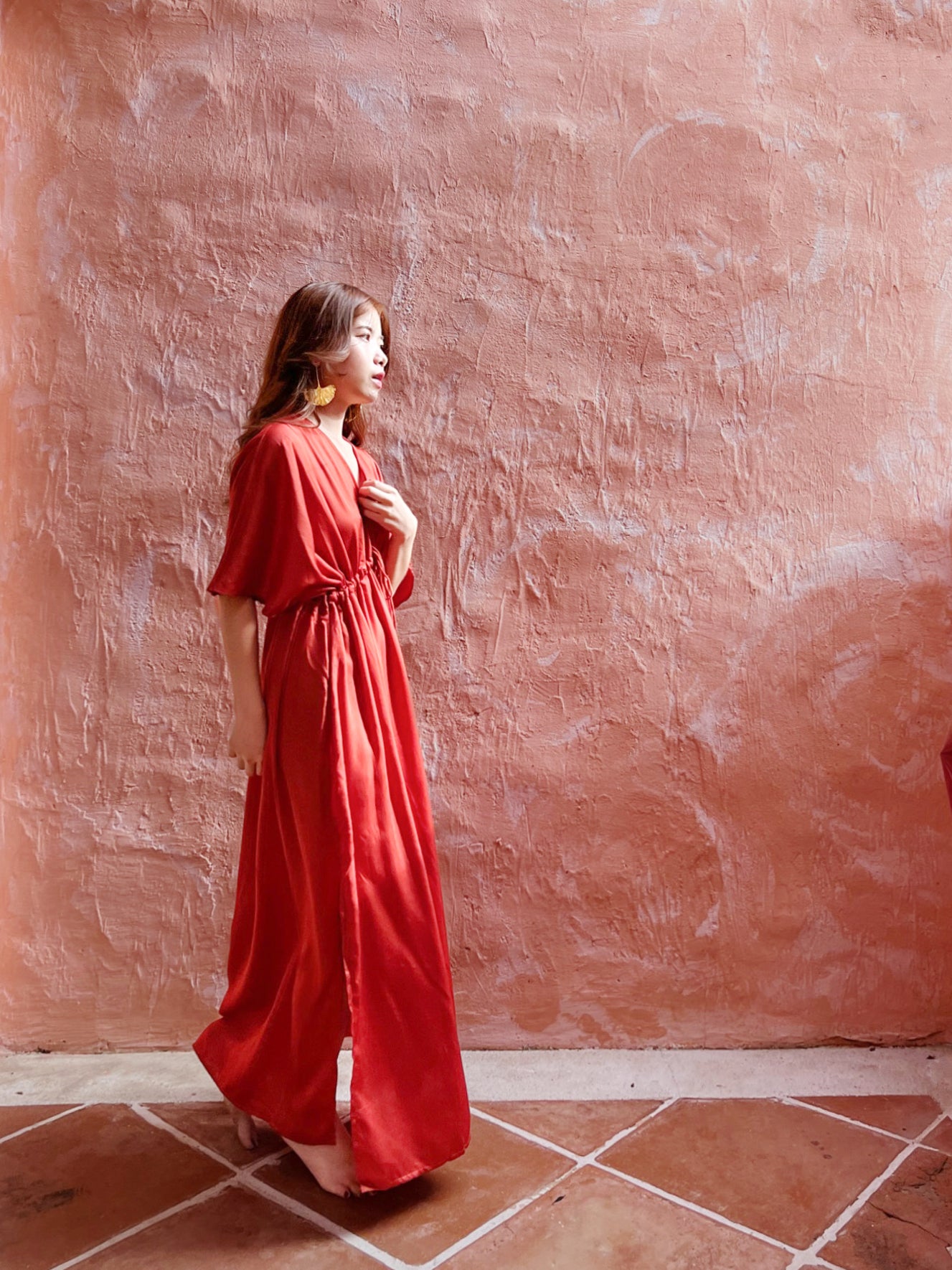 Dress in limitless comfort and elegance with our Goddess Kaftan Maxi Dress. With a flowy skirt and a V neck, this modal maxi dress is the perfect vacation wear.