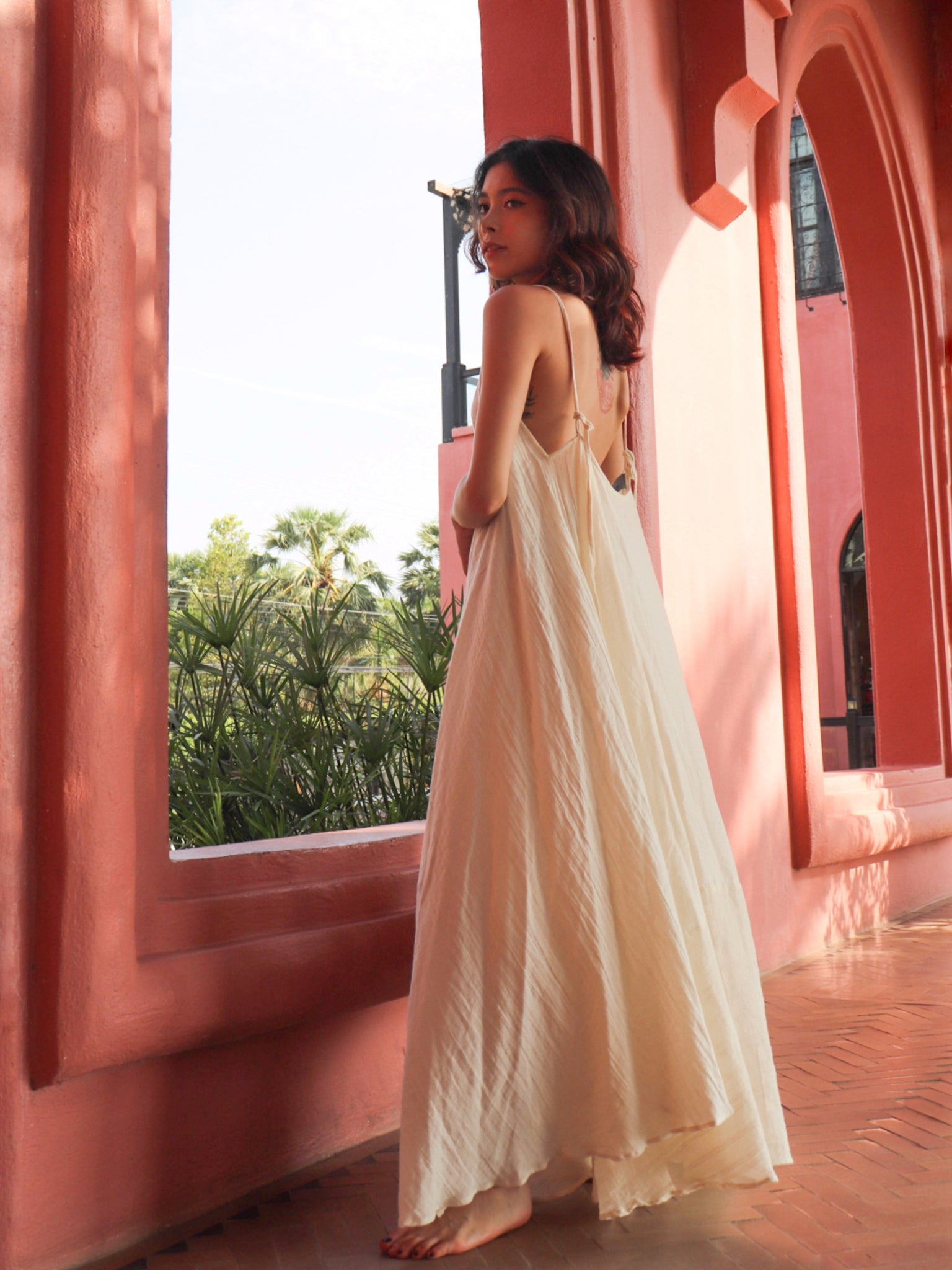 Raya Cotton Open Back Maxi Dress