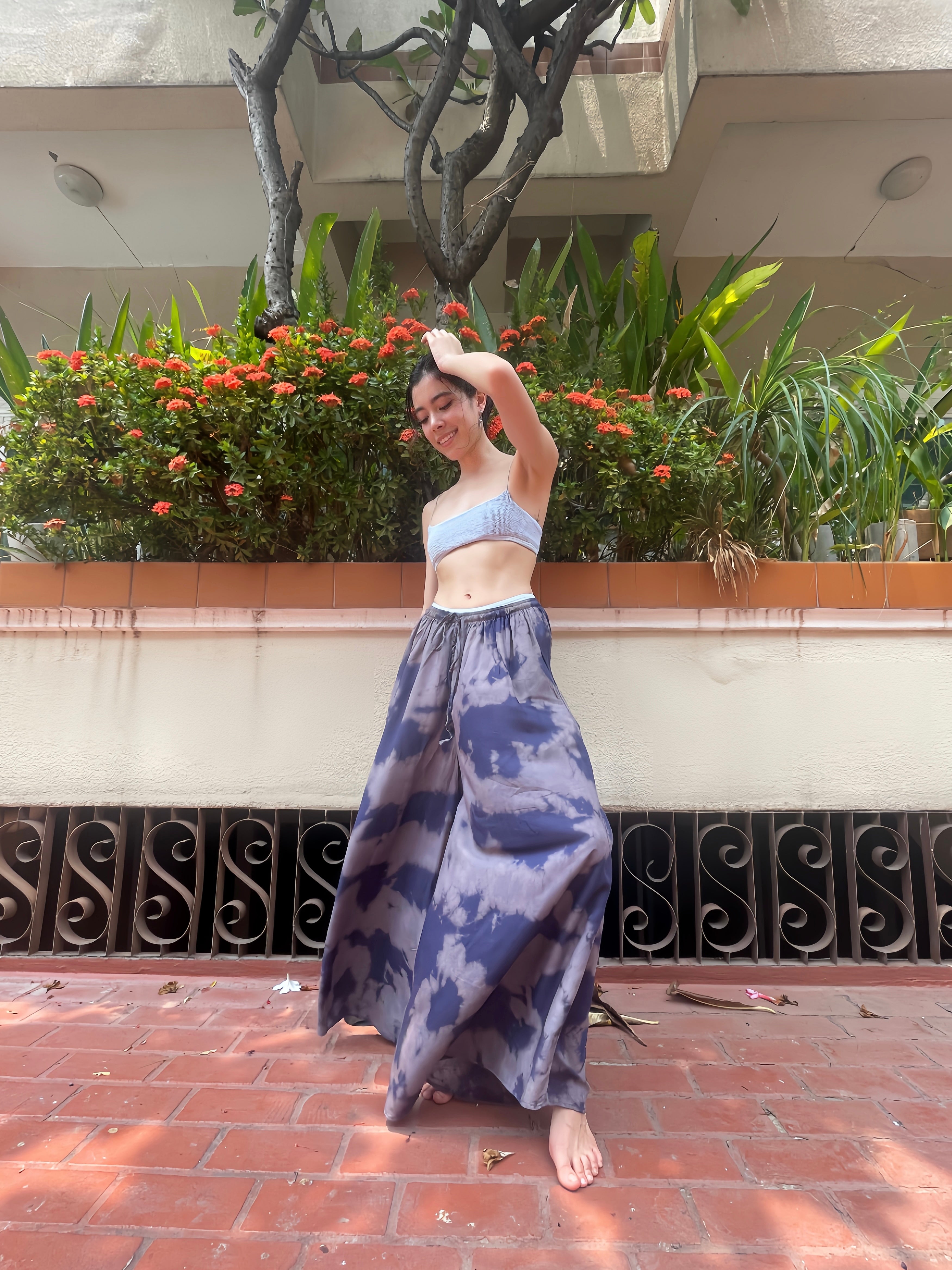 Summer Tie Dye Wide-leg Pants - Indigo