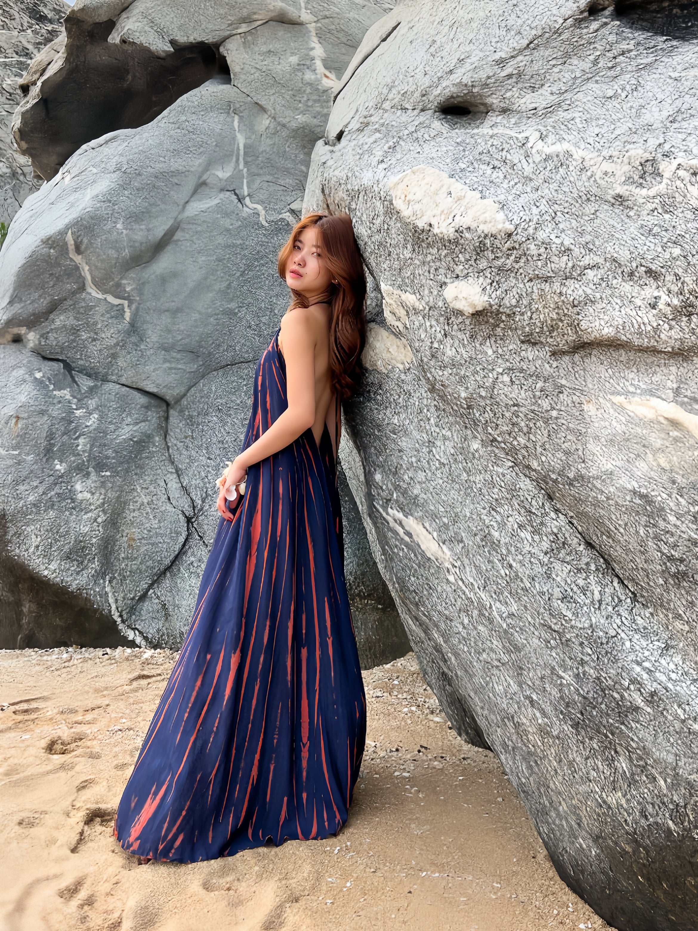 NOMAD Navy Tie-Dye Maxi Dress