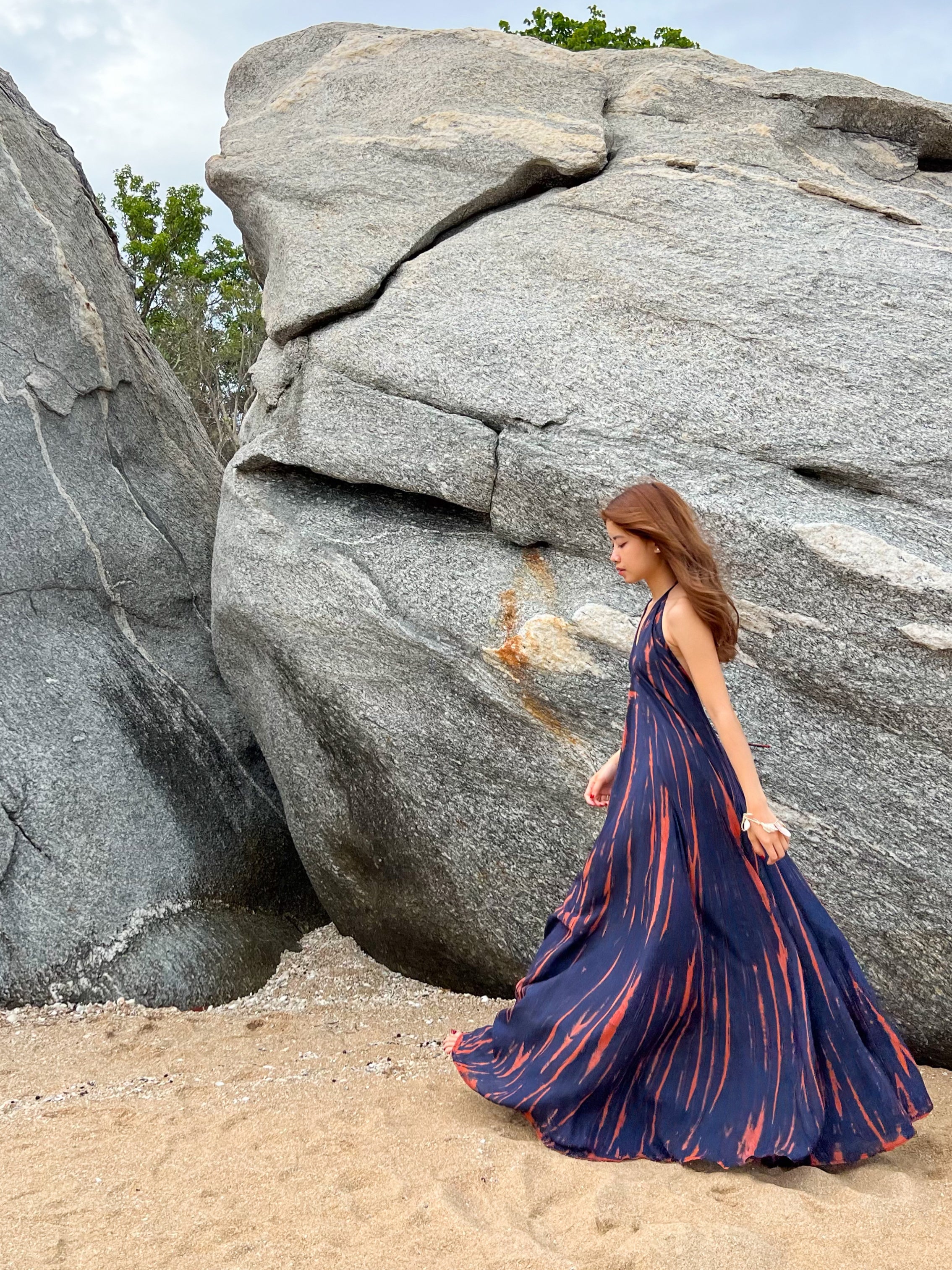 NOMAD Navy Tie-Dye Maxi Dress