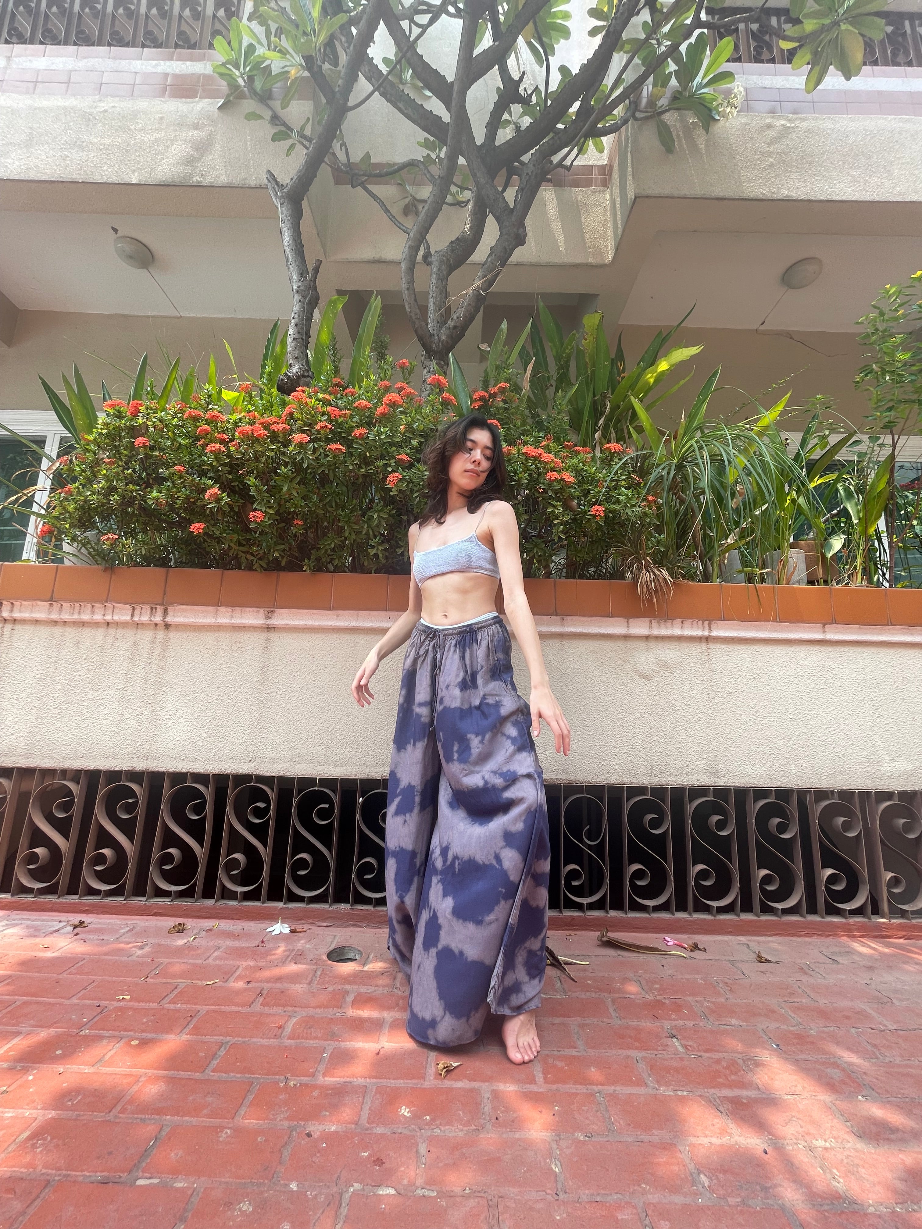 Summer Tie Dye Wide-leg Pants - Indigo