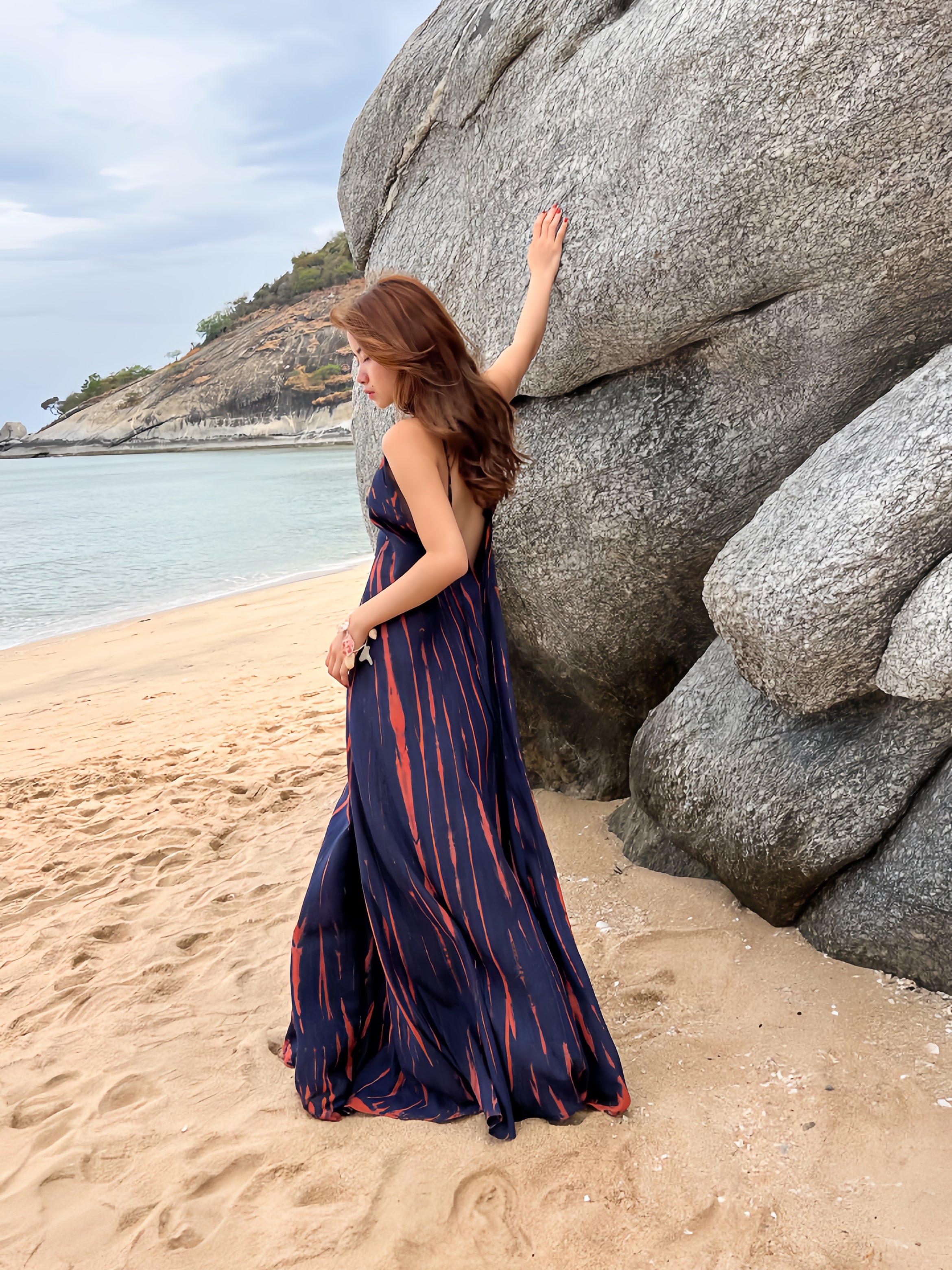 NOMAD Navy Tie-Dye Maxi Dress