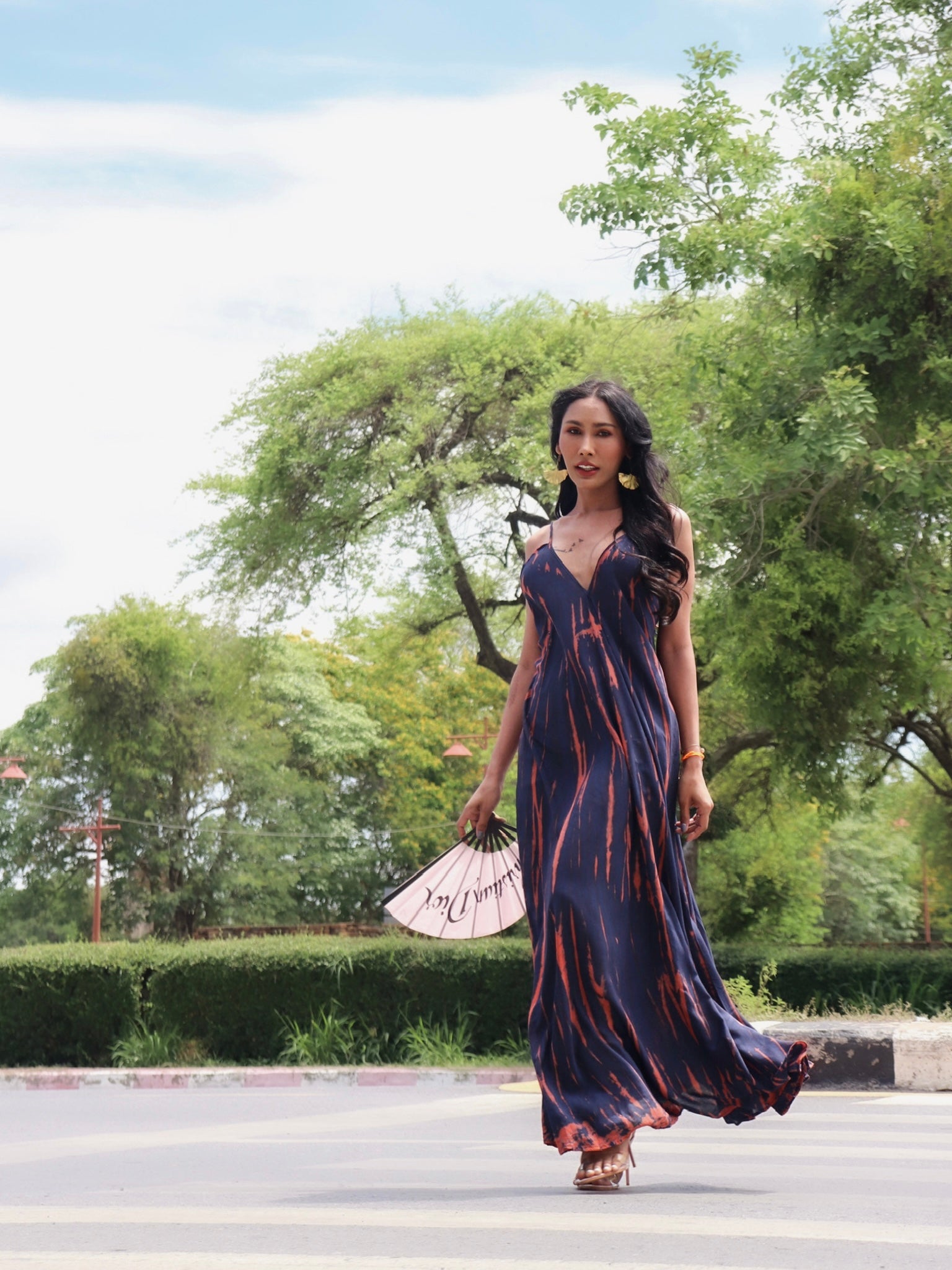 Navy tie shop dye maxi dress