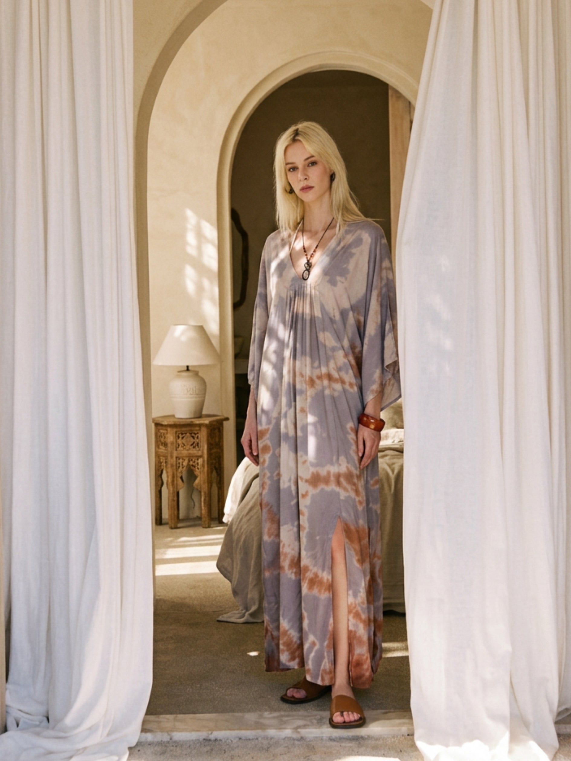 Seafoam Sand Tie Dye Kaftan Maxi Dress | Resort Wear Beach Cover Up | Coco de Chom Seafoam Sand Tie Dye Kaftan Maxi Dress | Resort Wear Beach Cover Up | Coco de Chom