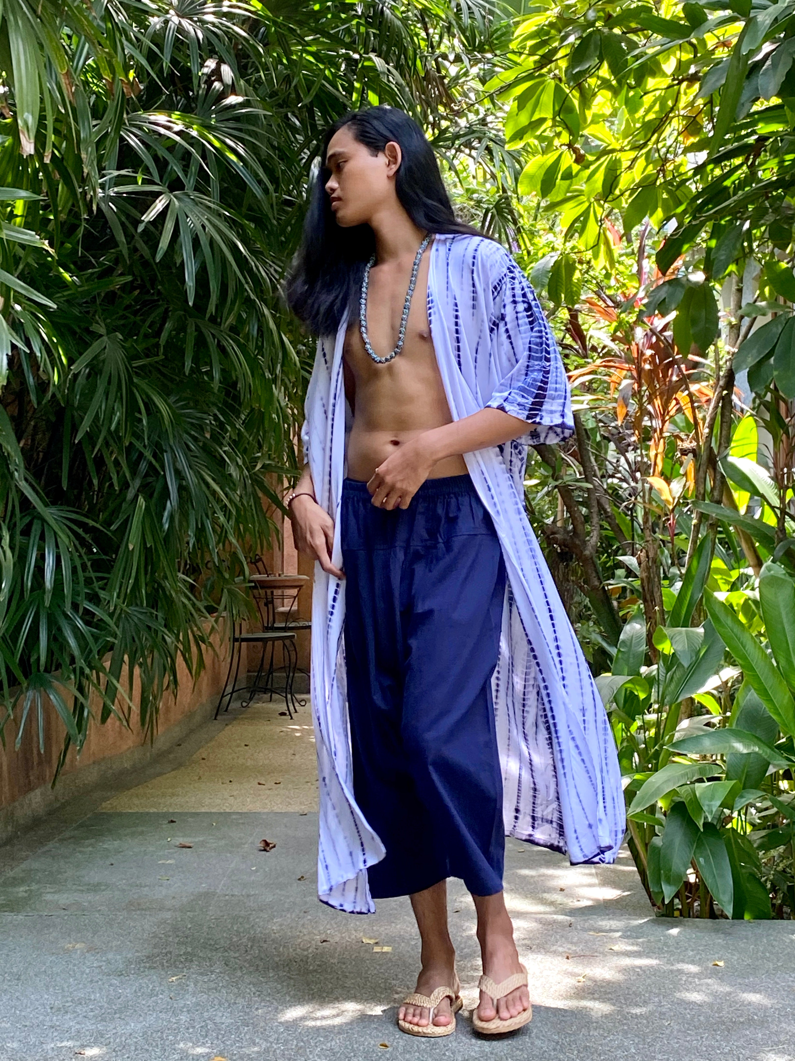 Manee Tie Dye Kimono Robe - Indigo