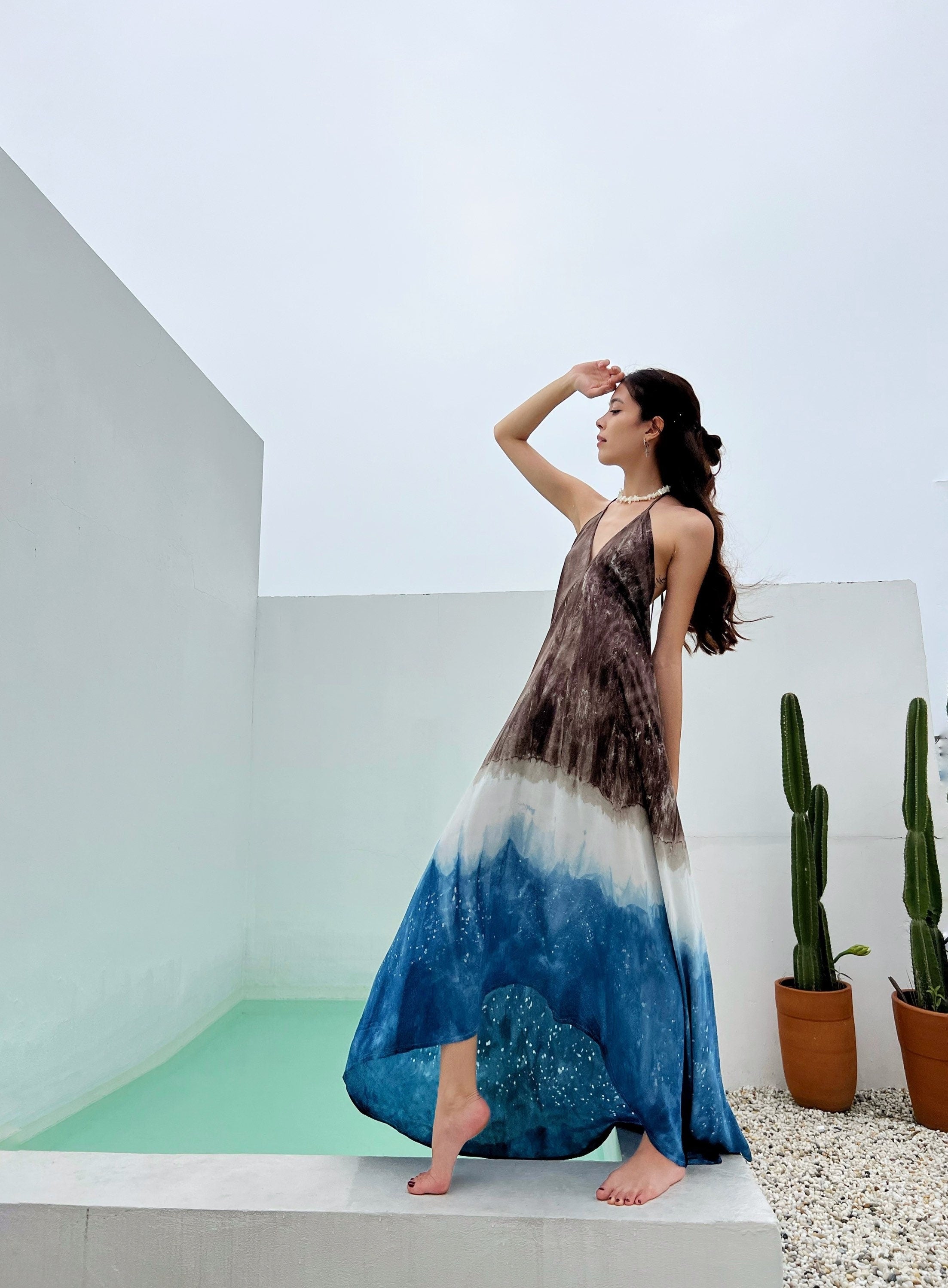 Galaxy Indigo Natural dyed Maxi Dress Indigo Tie dye Maxi Dress Coco De Chom