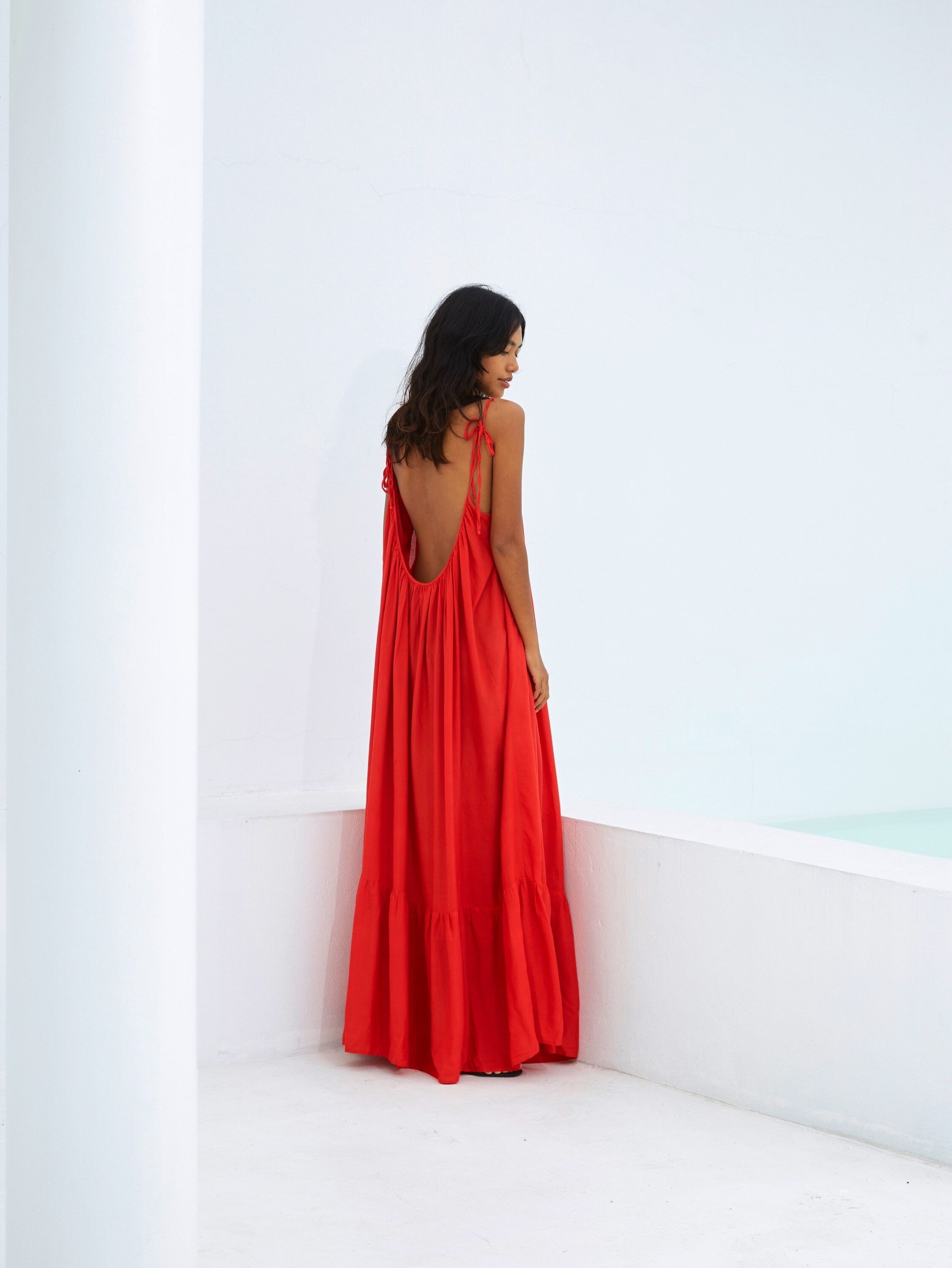 MALI Open Back Maxi Dress in Red - Summer maxi Dress | Resort Wear | Coco De Chom MALI Open Back Maxi Dress in Red - Summer maxi Dress | Resort Wear | Coco De Chom