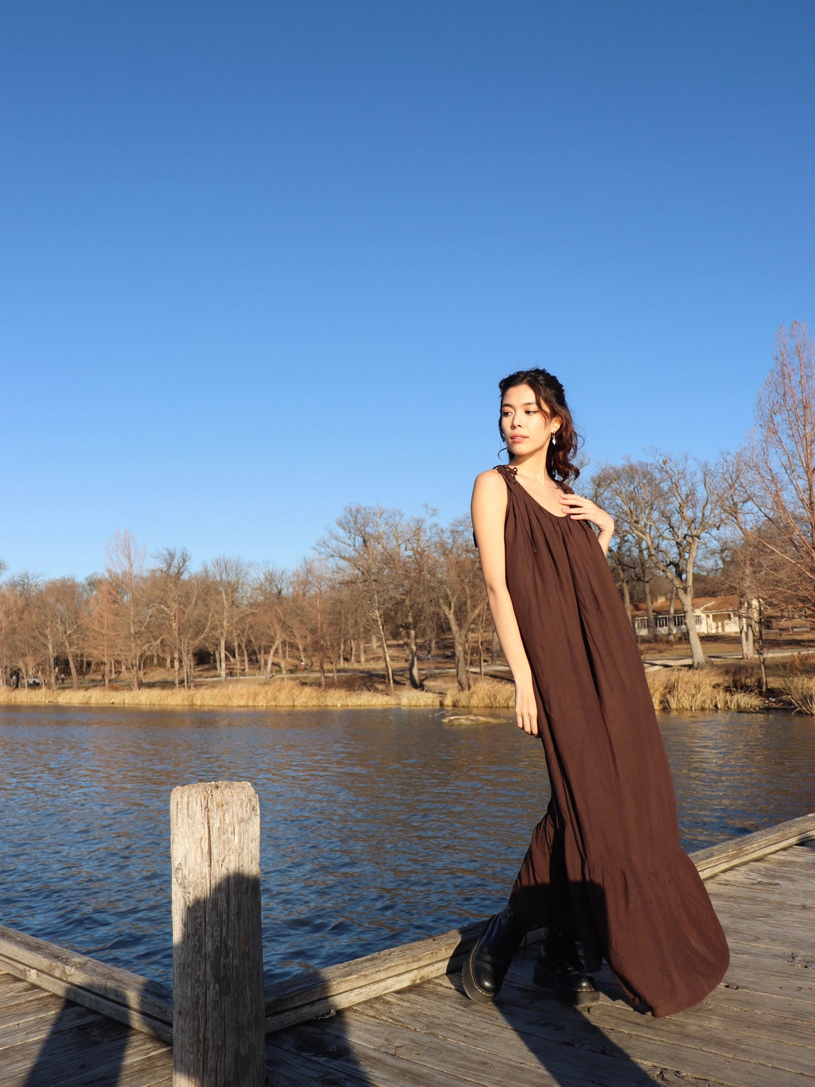 Shop hand dyed Mali Backless Maxi Dress, brown maxi dress, by COCO DE CHOM?