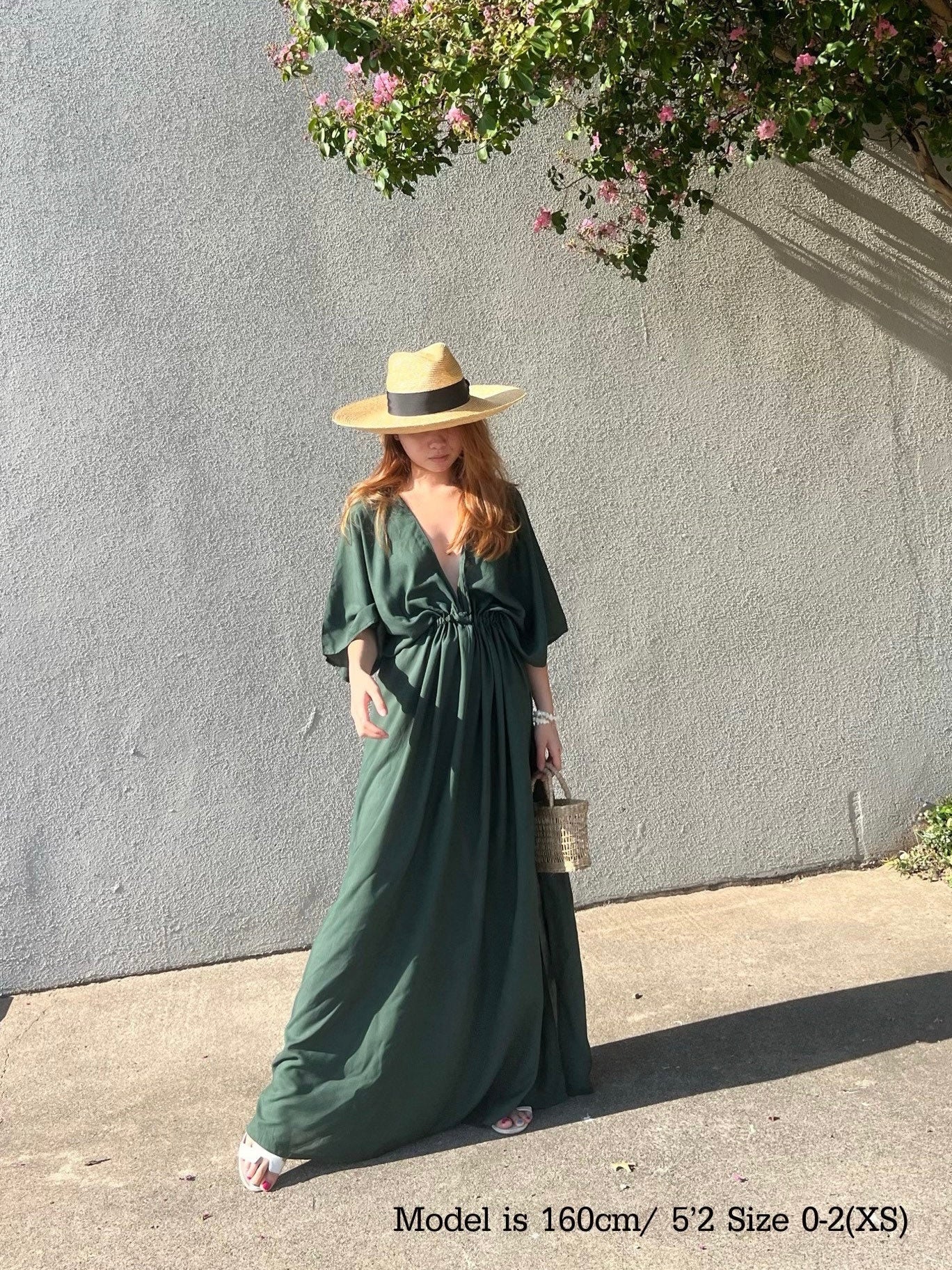 Goddess Kaftan Maxi Dress- Dark Green