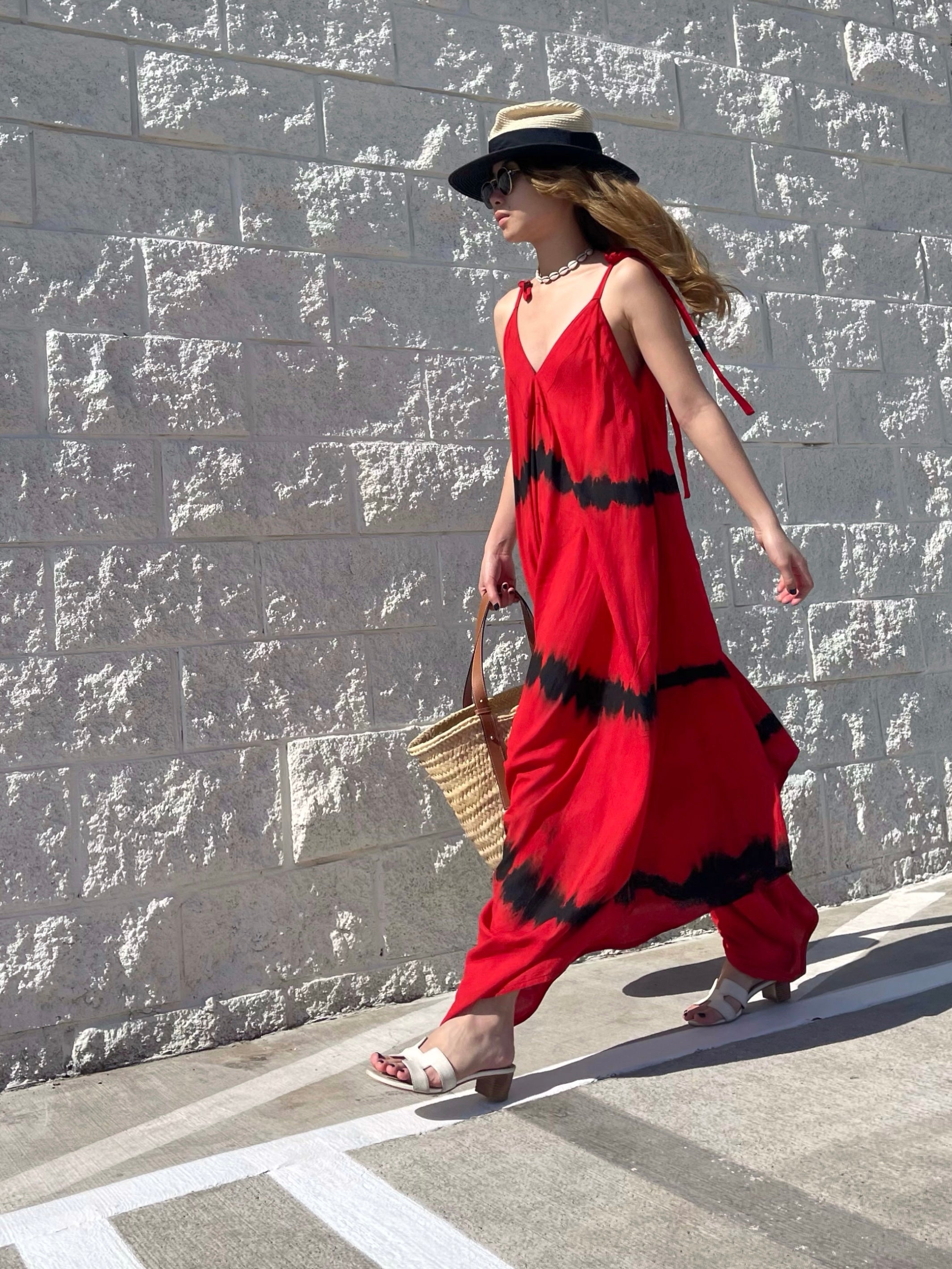 Thara Tie Dye Jumpsuit - Red