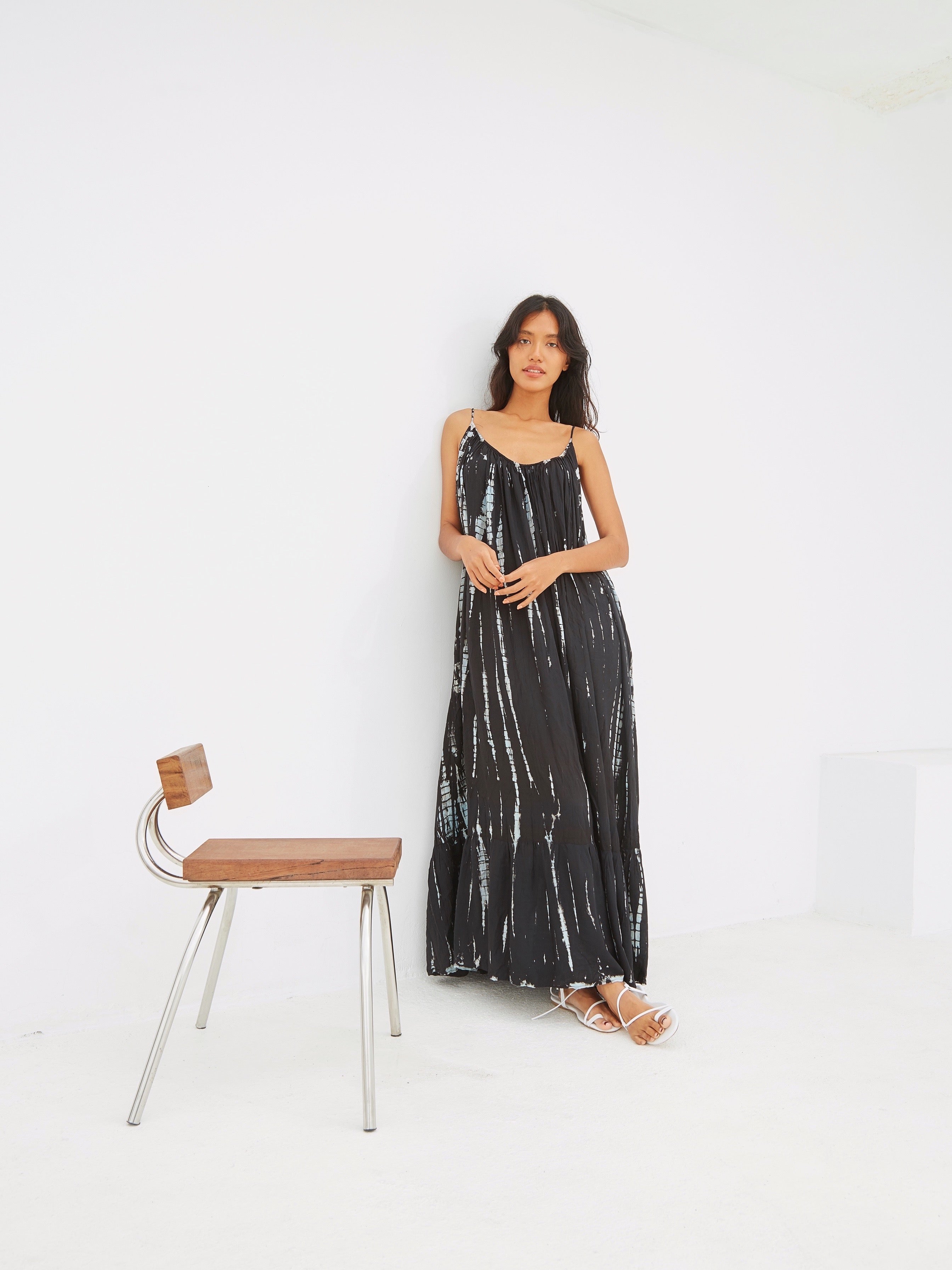 Zara tie clearance dye maxi dress