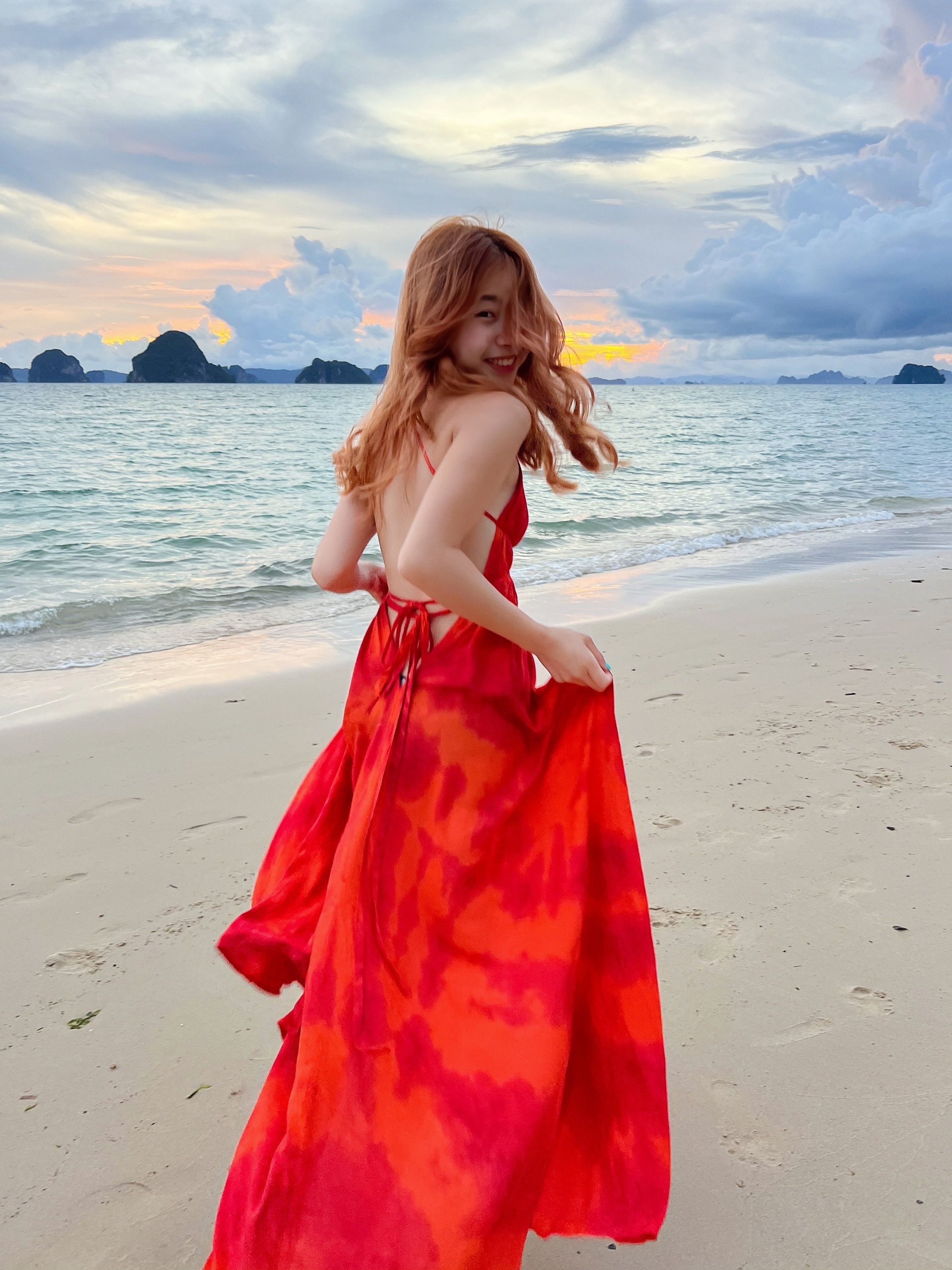 Tie dye halter maxi dress Clearance