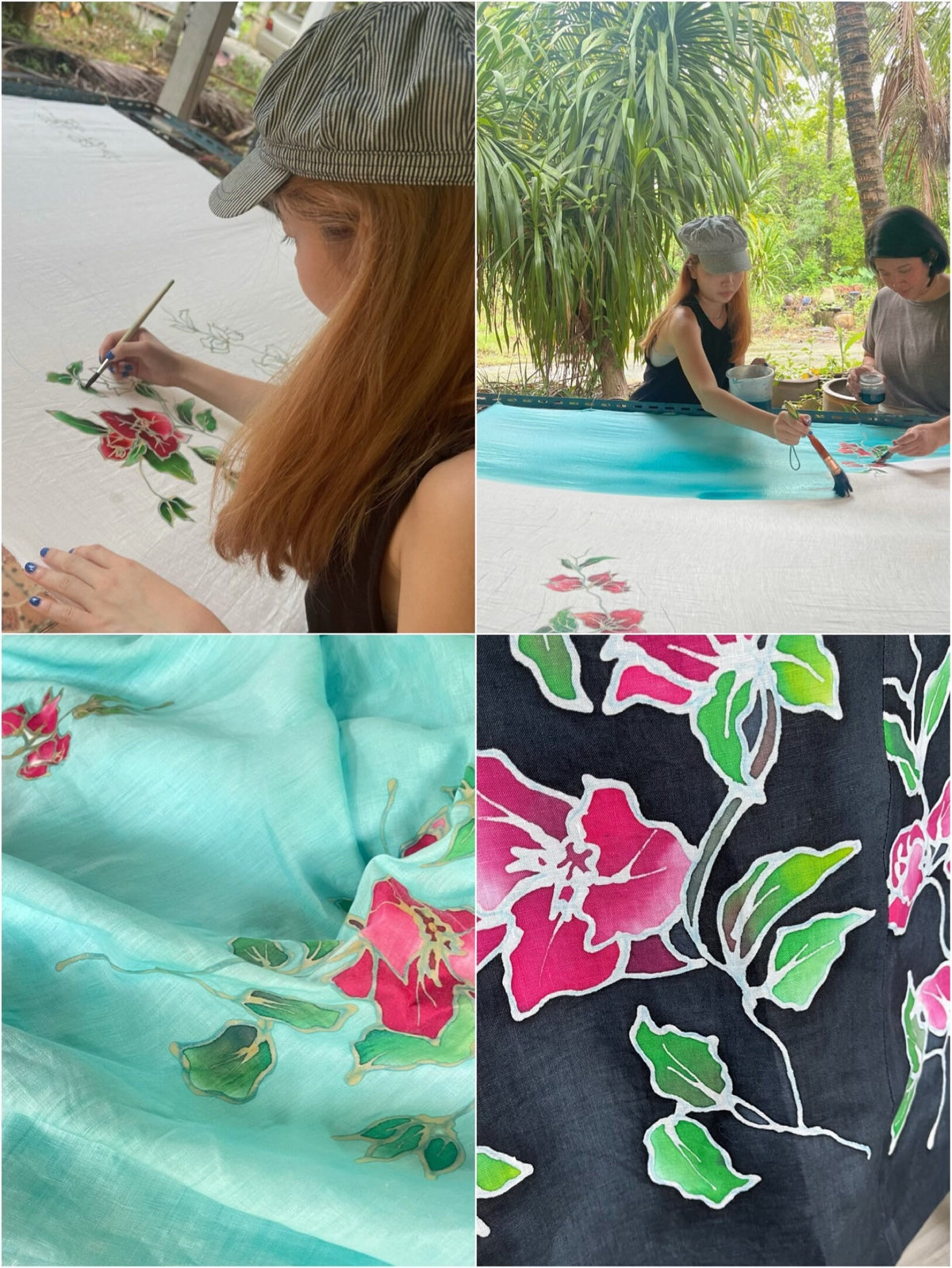 Bougainvillea Linen Maxi dress - Turquoise
