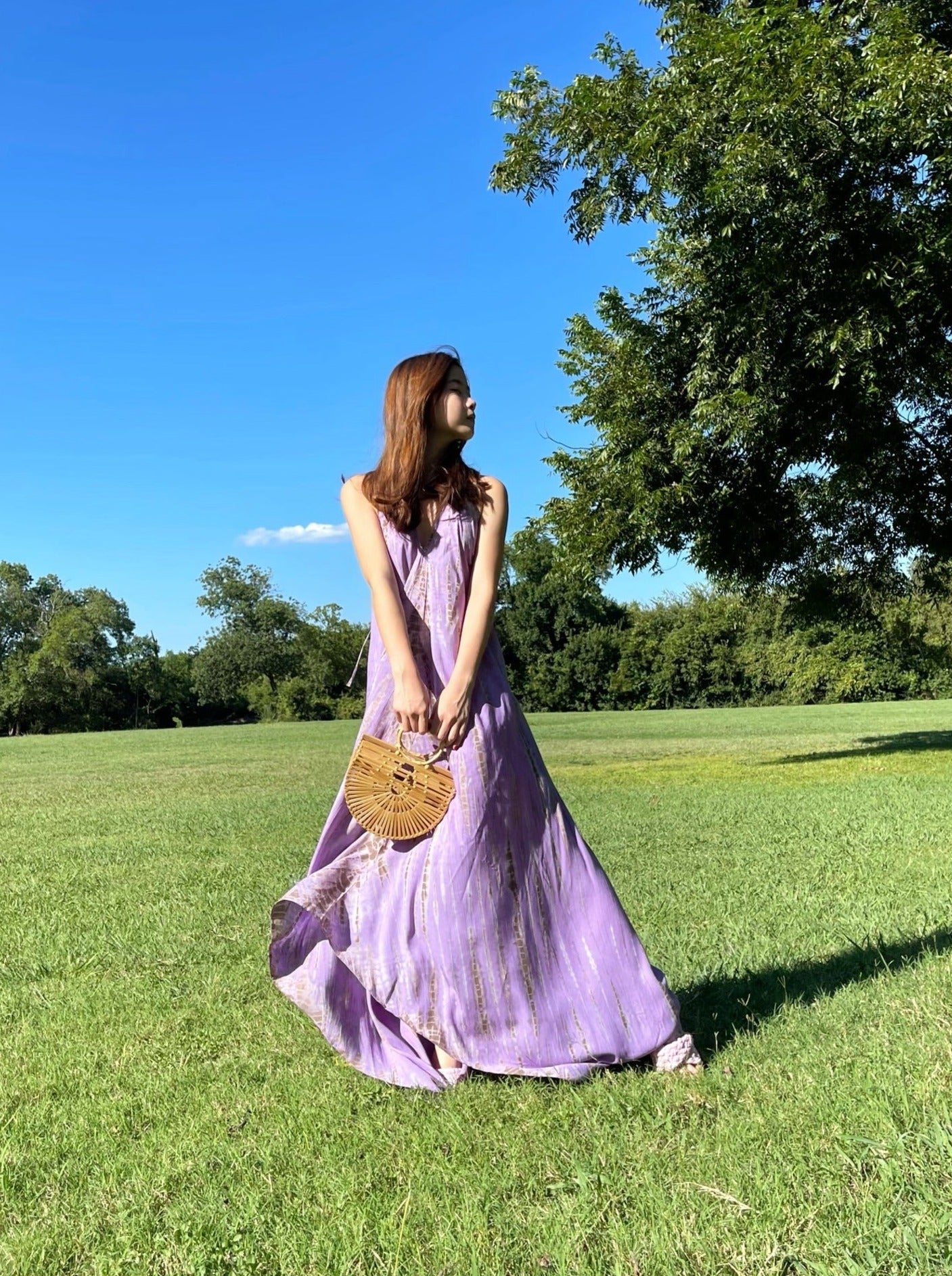 Flamingo Tie Dye Maxi Dress - Lavender