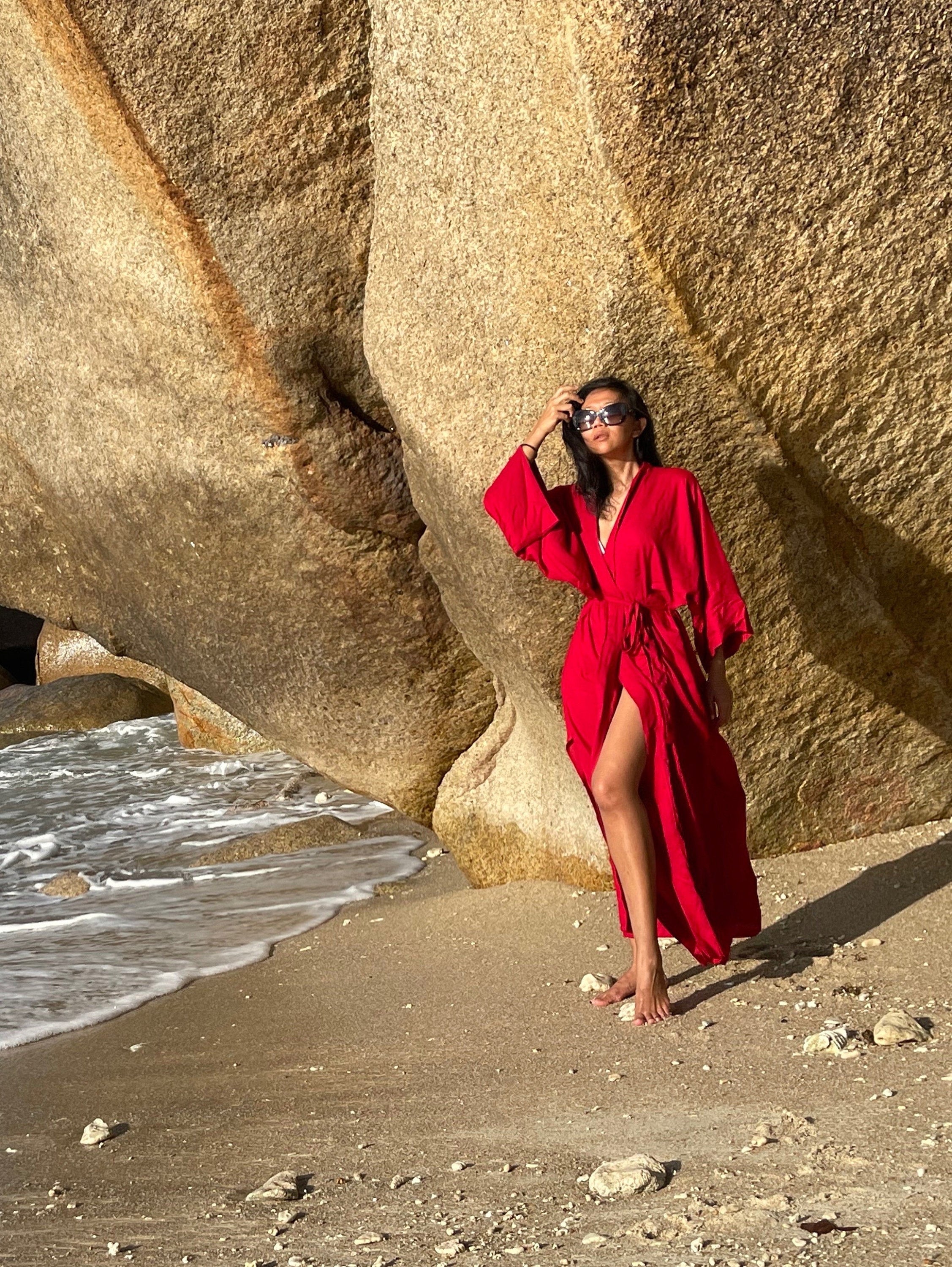 Burgundy top kimono dress