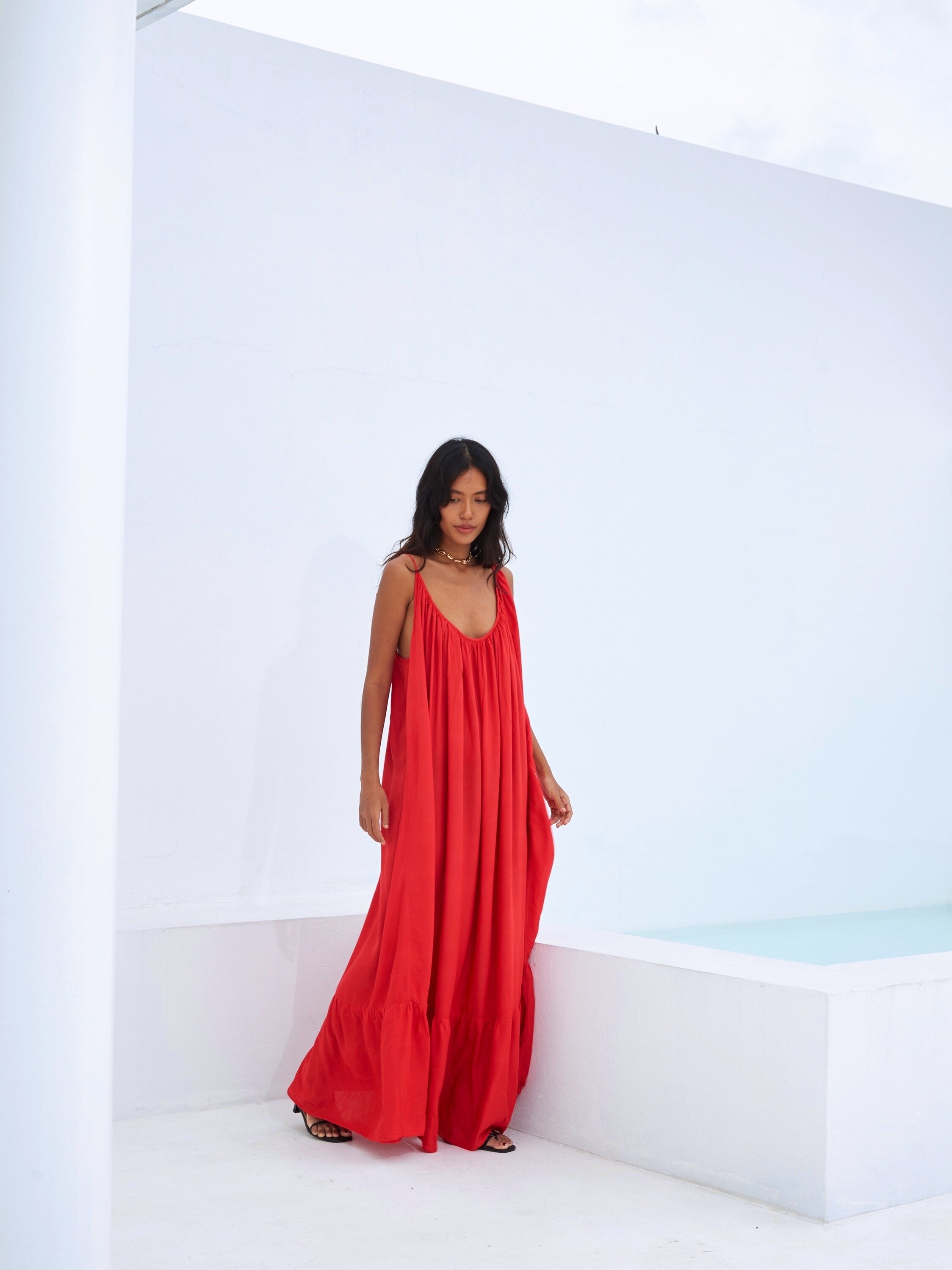 Zara red outlet maxi