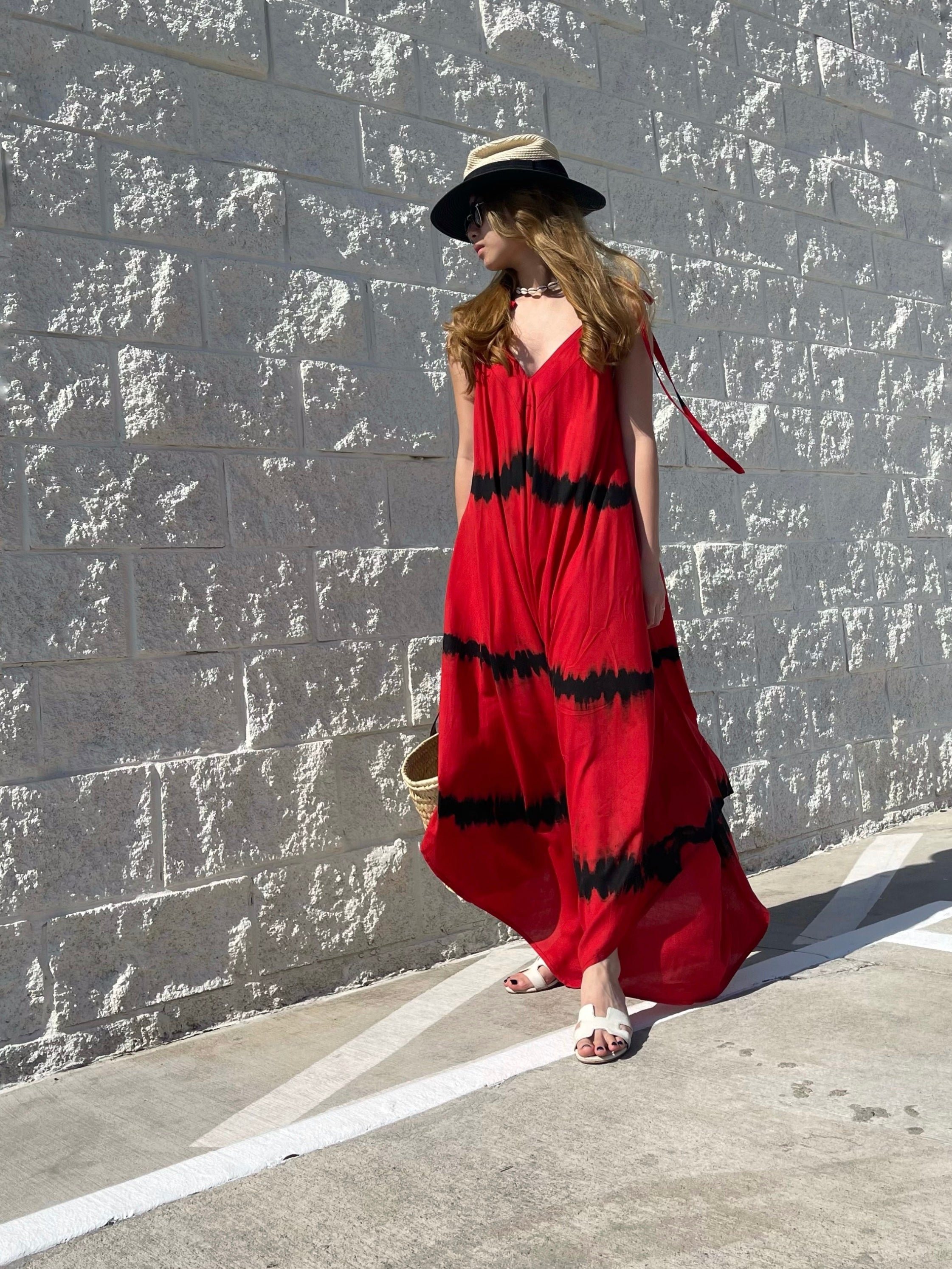 Thara Tie Dye Jumpsuit - Red