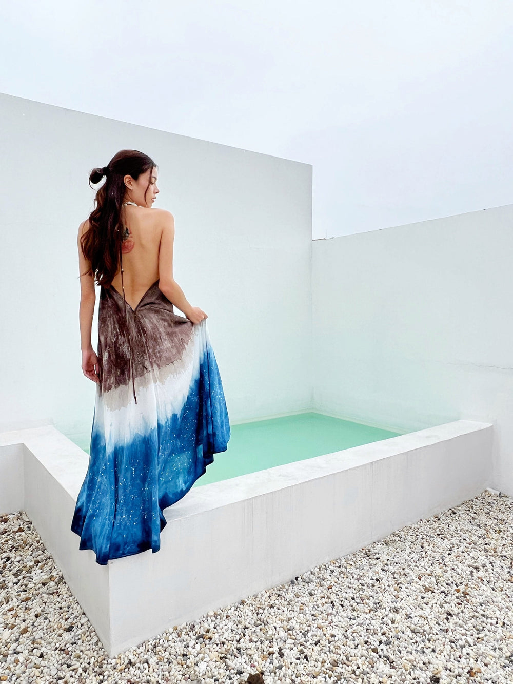 Prisma Indigo Maxi Kaftan Dress Natural Dyes